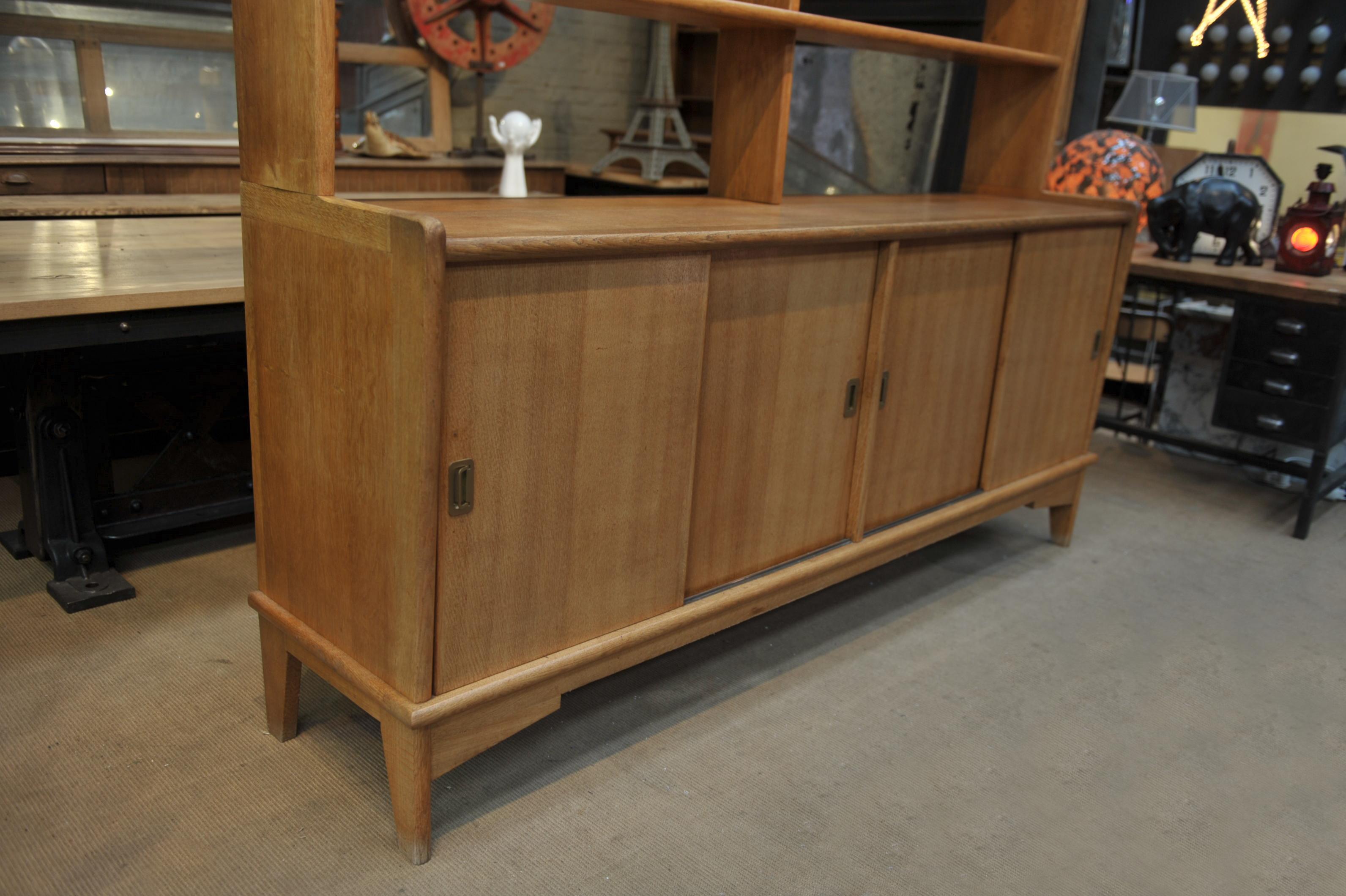 French Solid Oak Midcentury Shelf Cabinet, circa 1950 For Sale 3