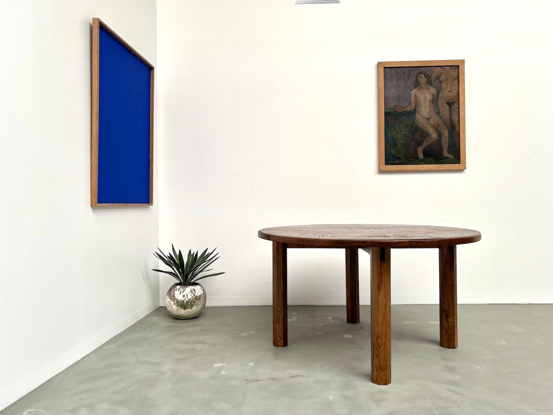 Tavolo rotondo francese in legno massiccio di Oak - Pezzo unico, circa 1900 in vendita 12
