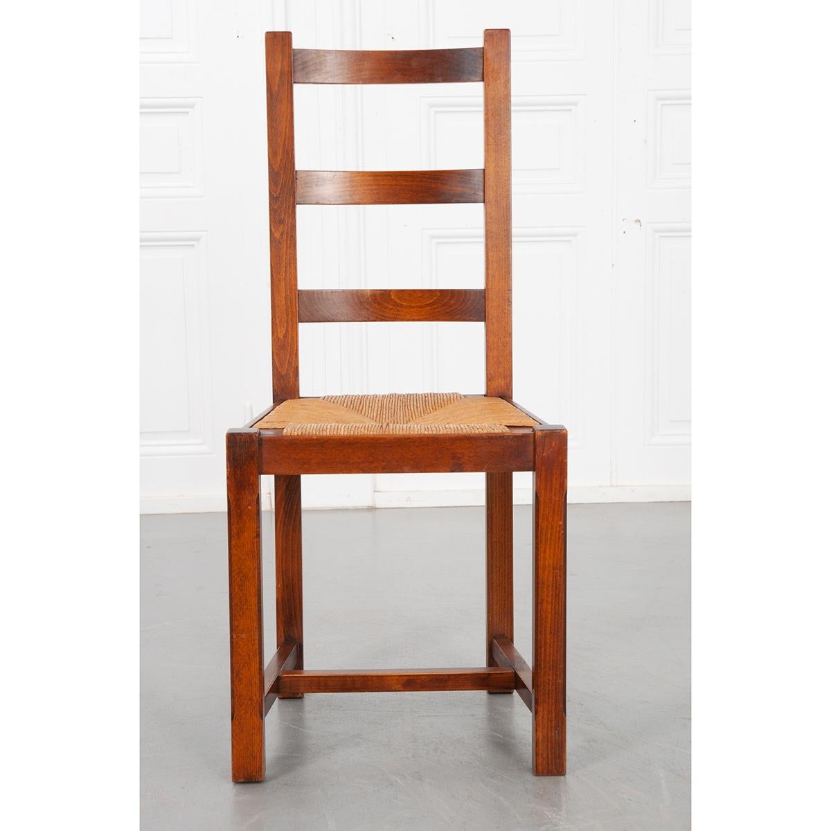 French Solid Oak Rush Seat Chairs 5