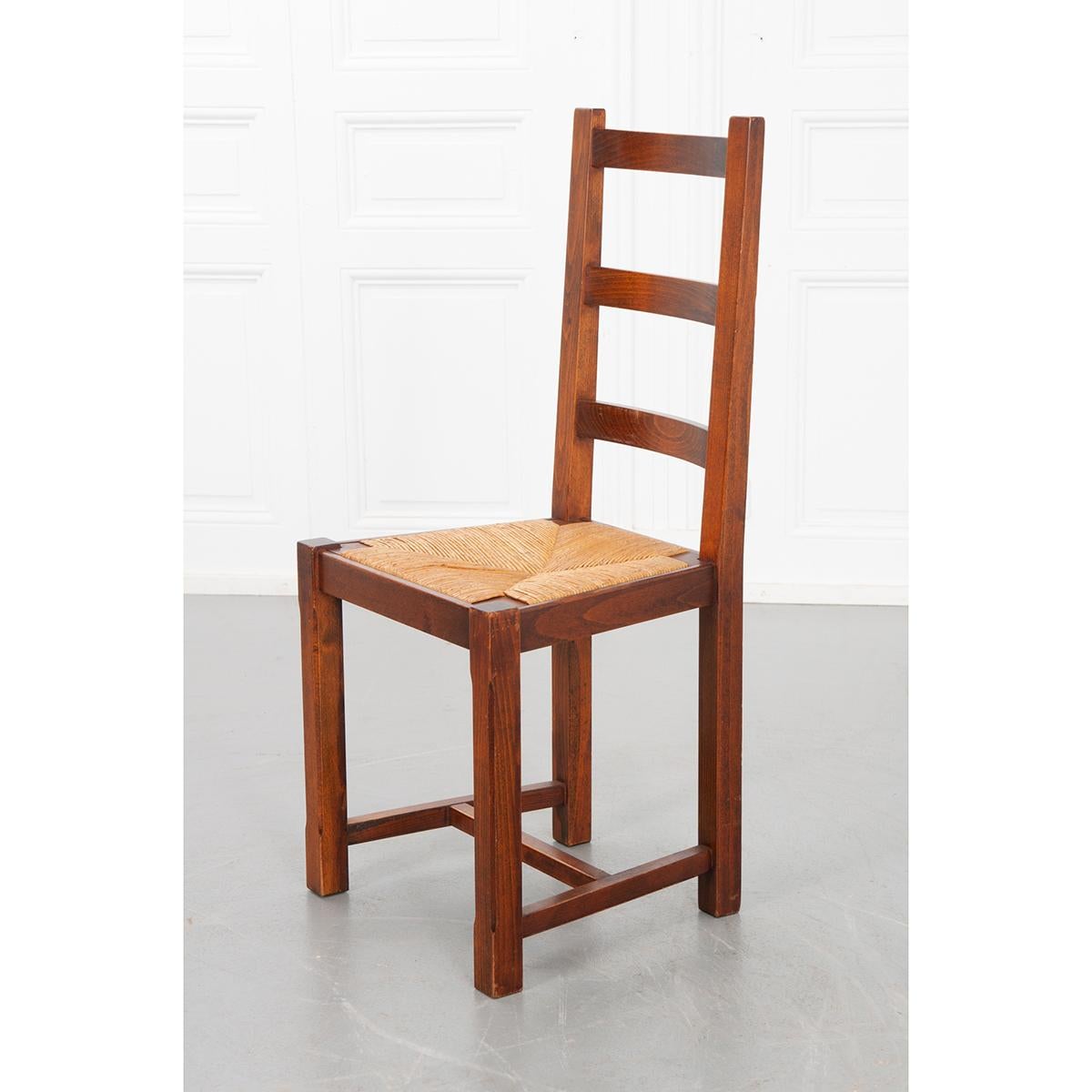 French Solid Oak Rush Seat Chairs 6