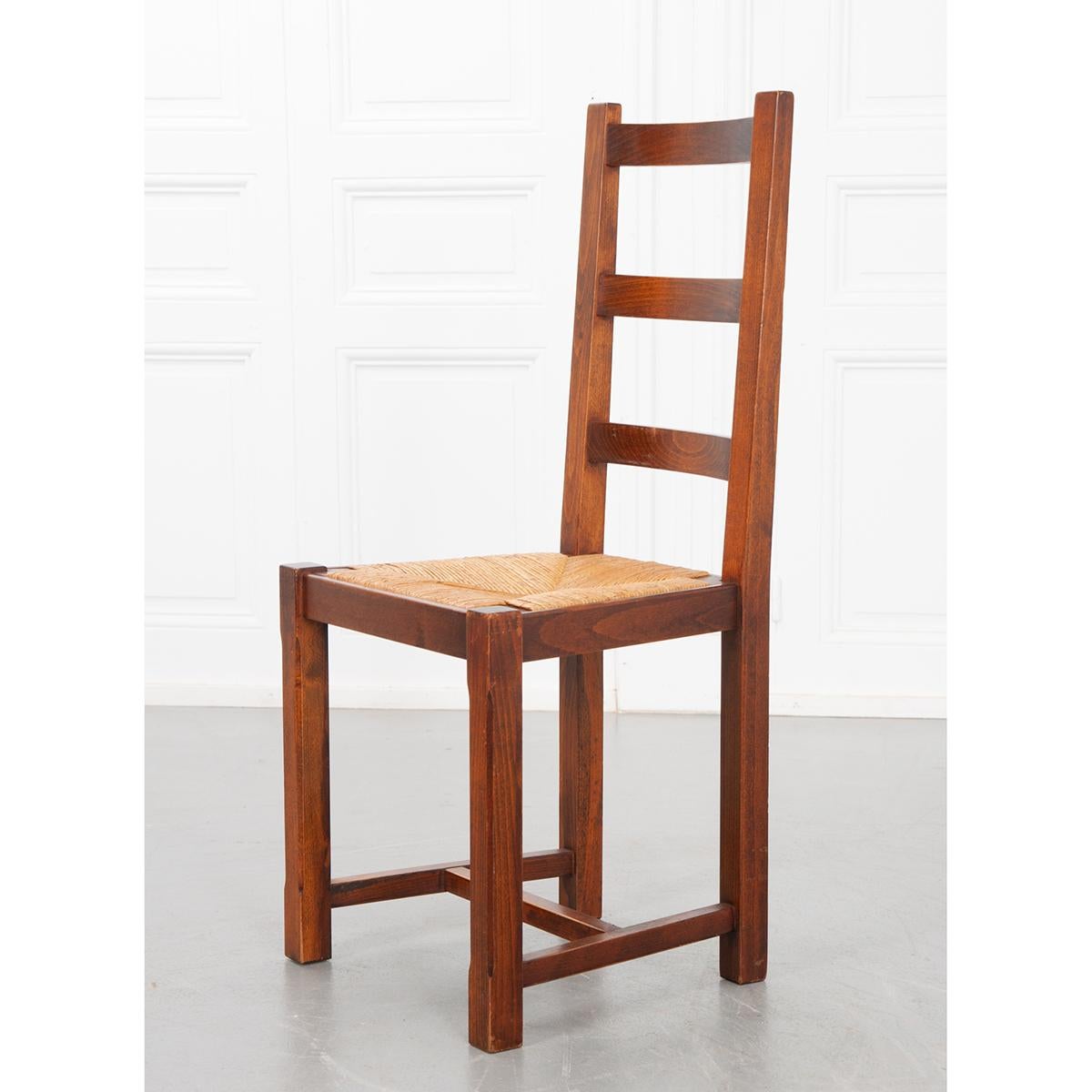French Solid Oak Rush Seat Chairs 7