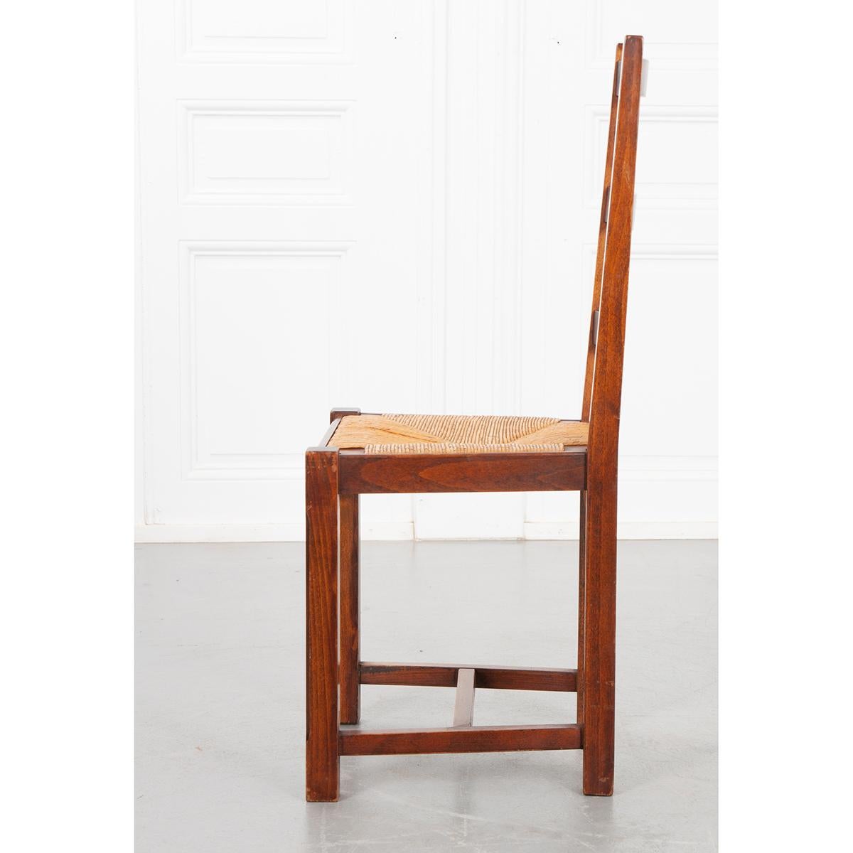 French Solid Oak Rush Seat Chairs 8