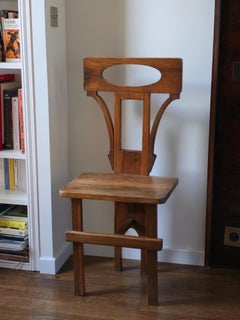 French Solid Oak Transitional Chair, Constructivist & Art Nouveau Influence, 192