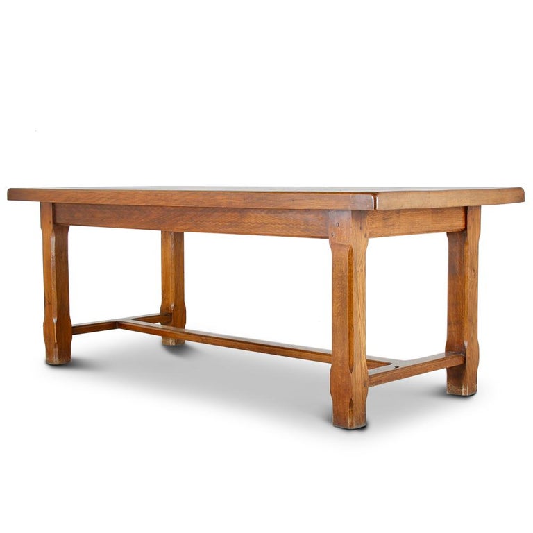 French Solid Oak Trestle Table At 1stdibs French Solid Oak Trestle Table In Good Condition For Vancouver British Columbia