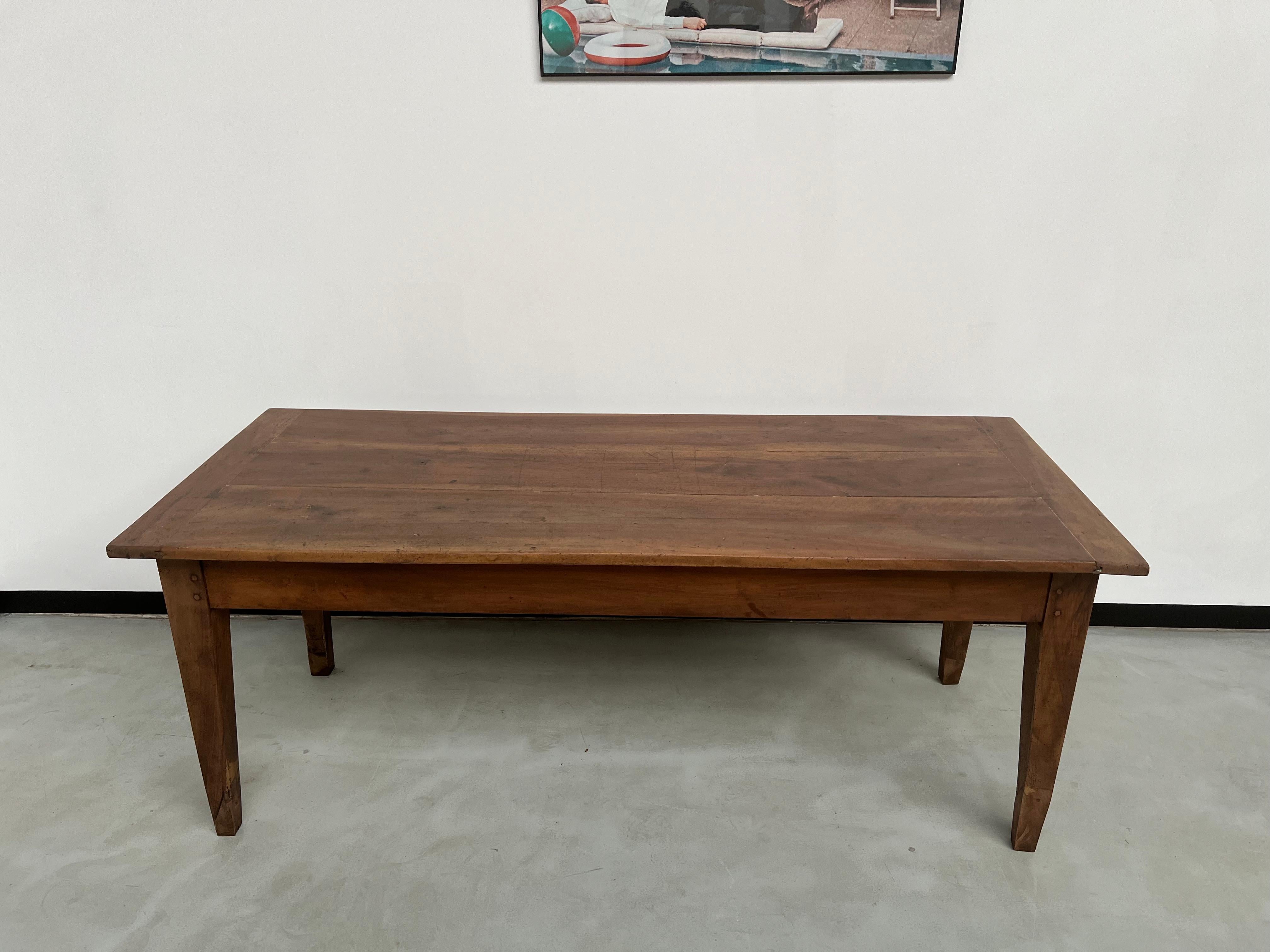 French solid walnut farm table with spindle legs For Sale 8