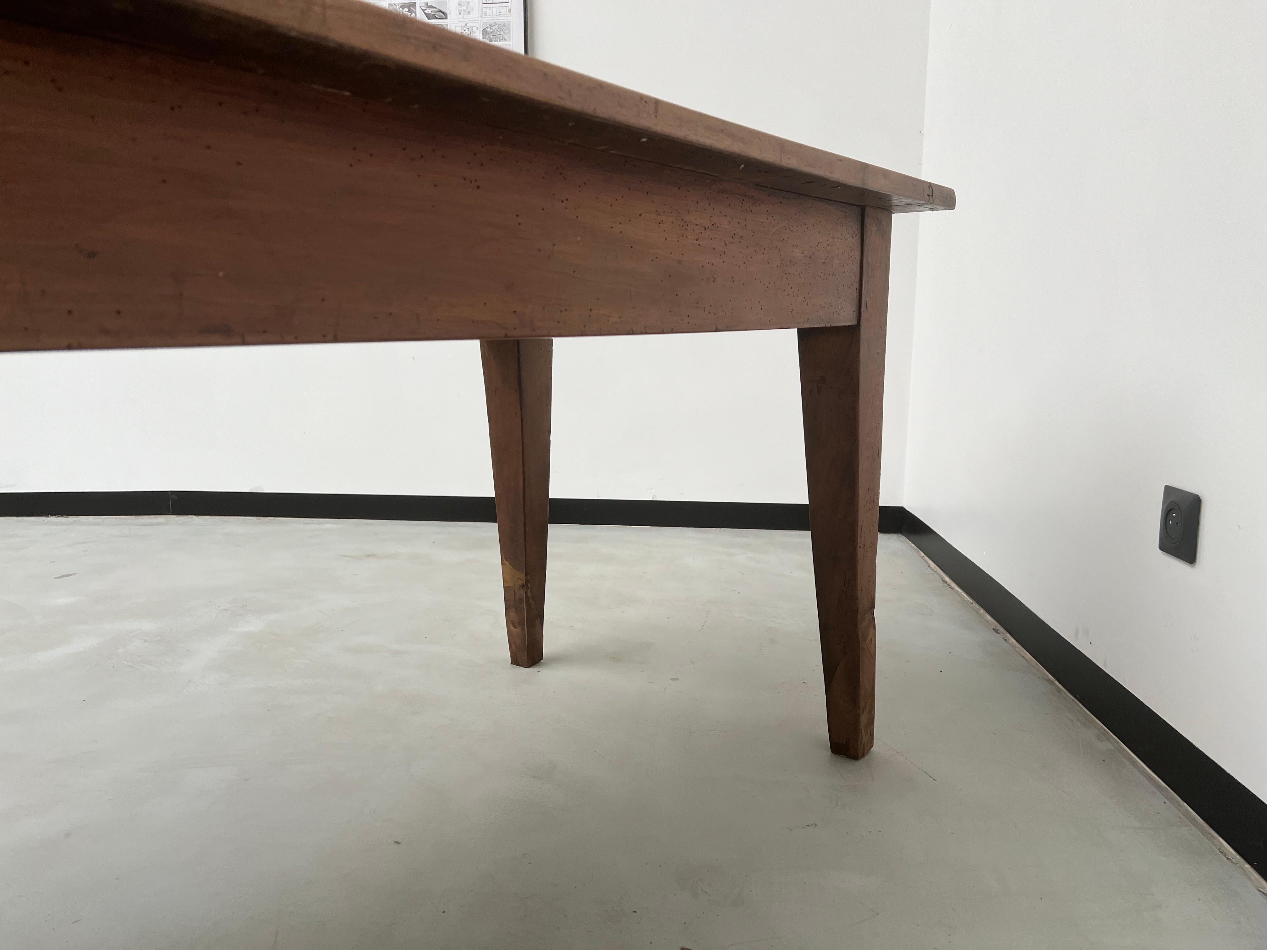 French solid walnut farm table with spindle legs For Sale 13