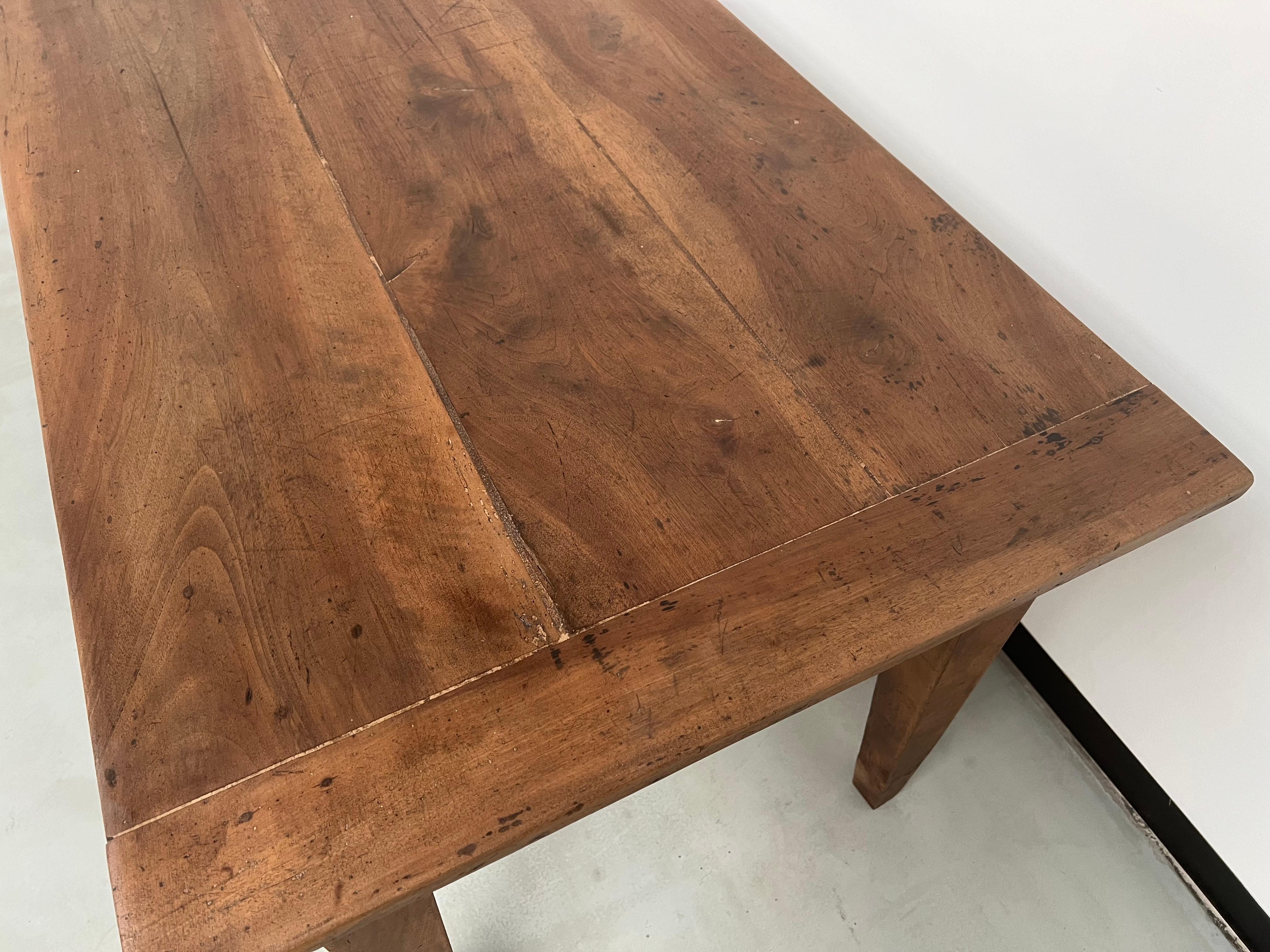 French solid walnut farm table with spindle legs For Sale 1