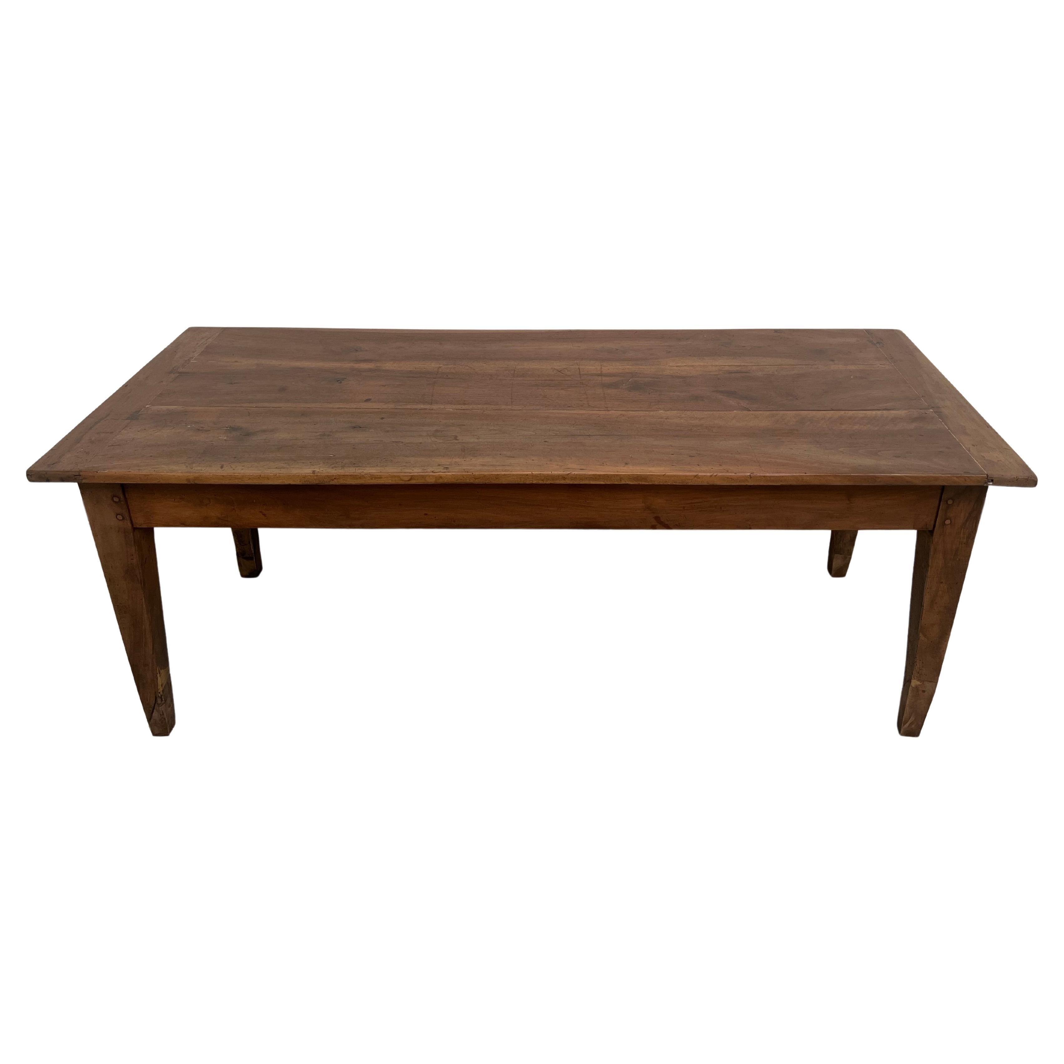 French solid walnut farm table with spindle legs For Sale