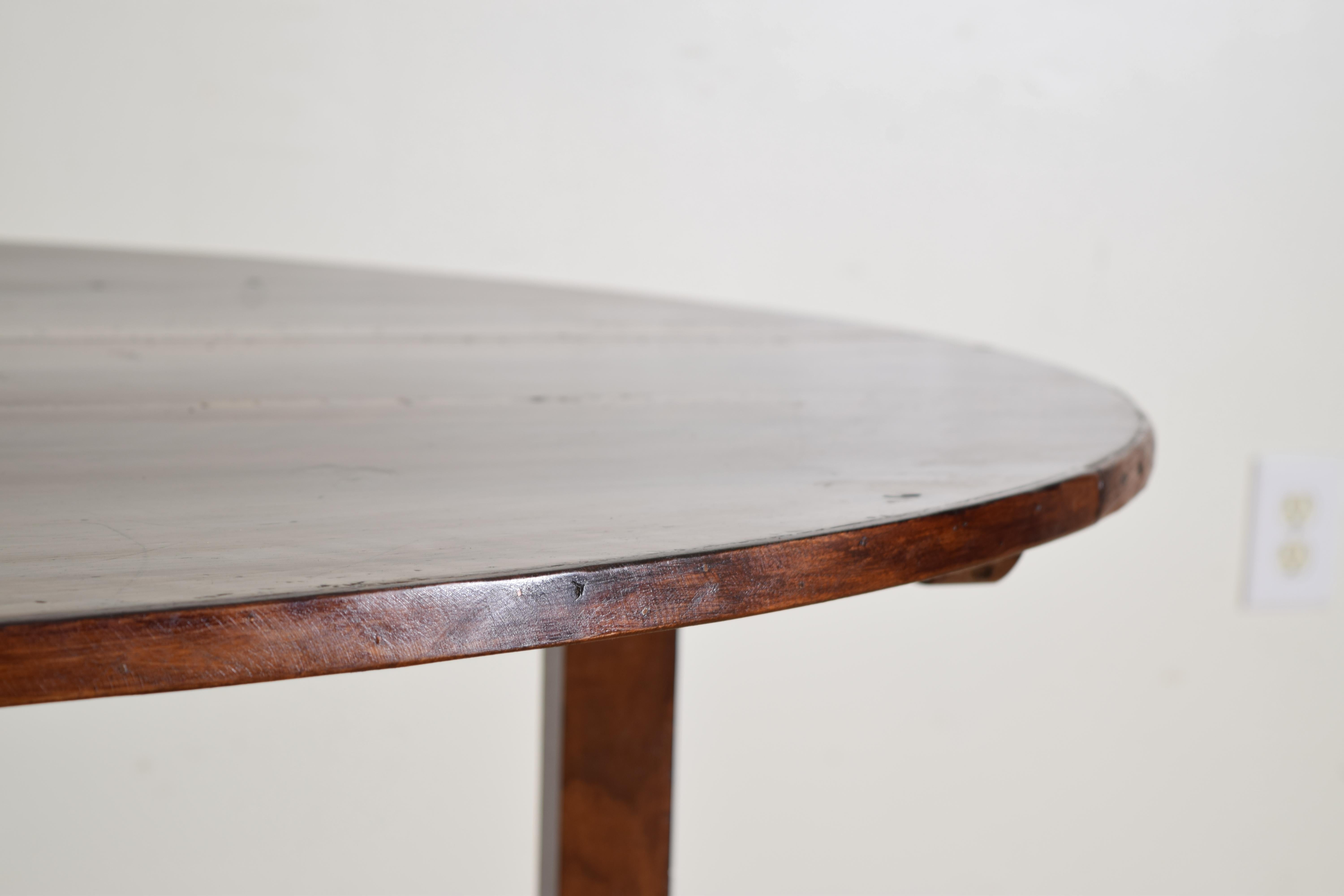 French Solid Walnut Folding Oval Vineyard Table from the mid 19th century 1