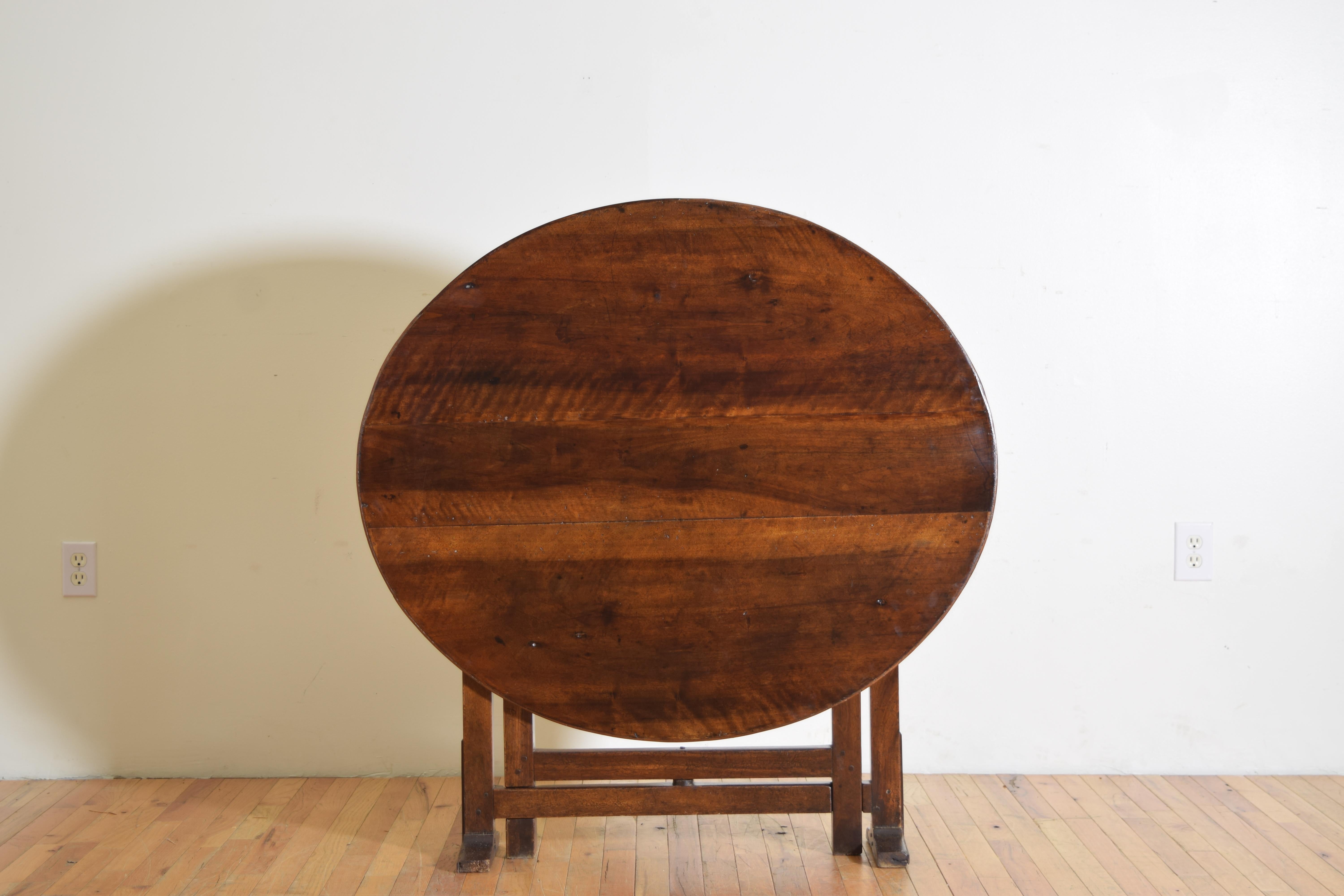 French Solid Walnut Folding Oval Vineyard Table from the mid 19th century 2