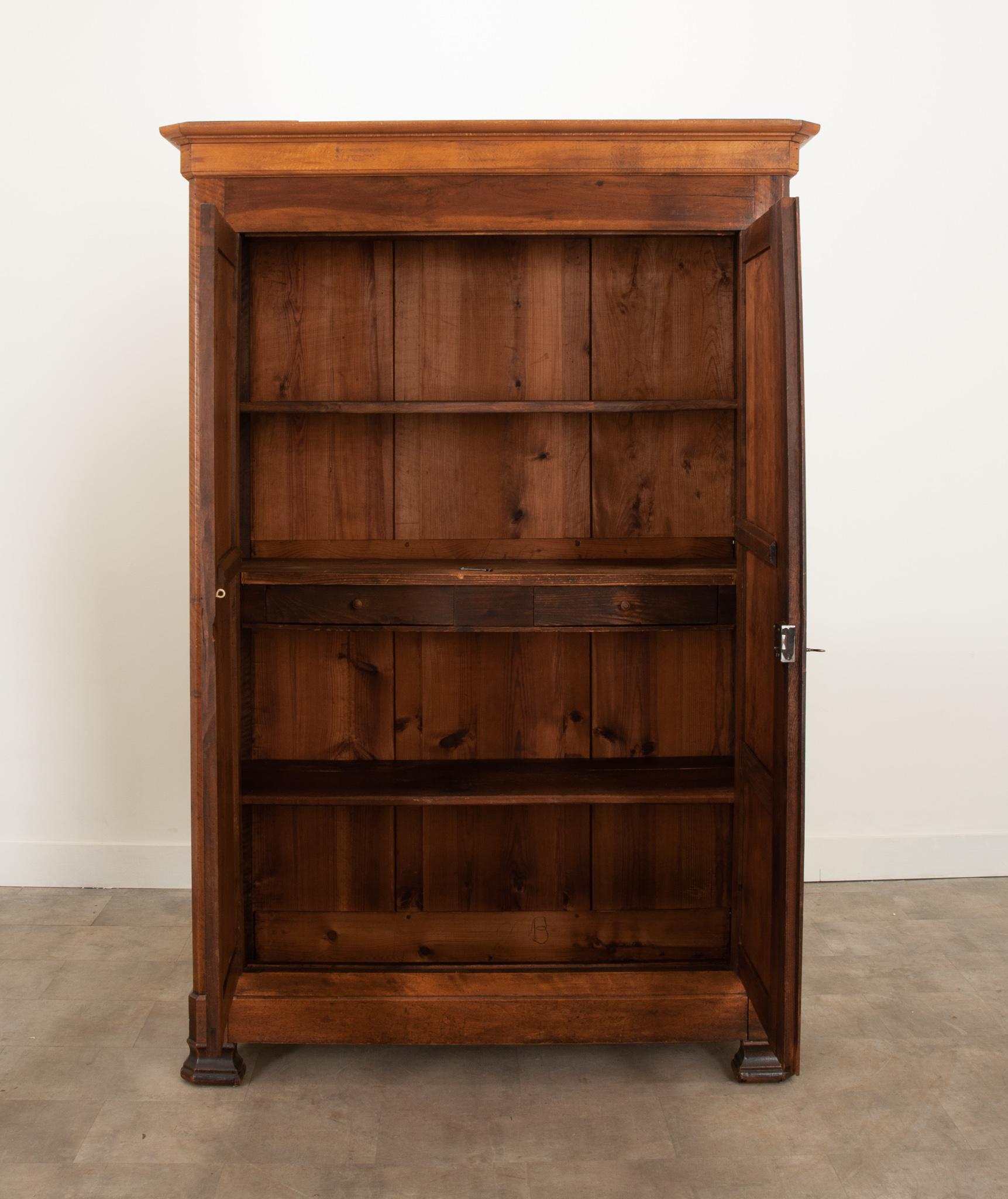 Hand-Crafted French Solid Walnut Louis Philippe Armoire