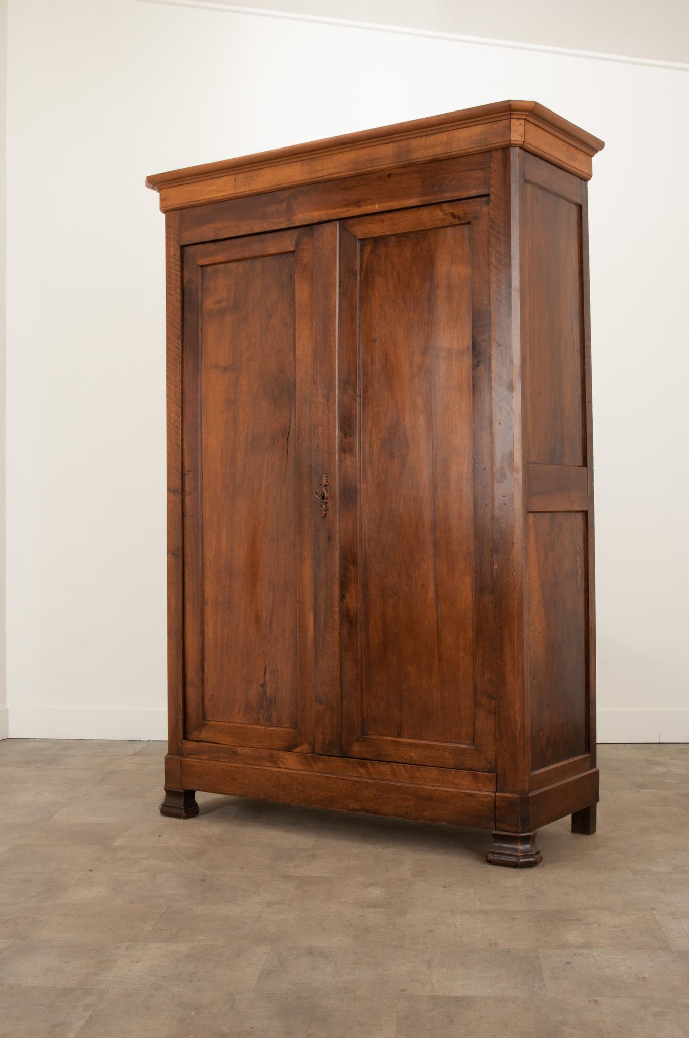 19th Century French Solid Walnut Louis Philippe Armoire