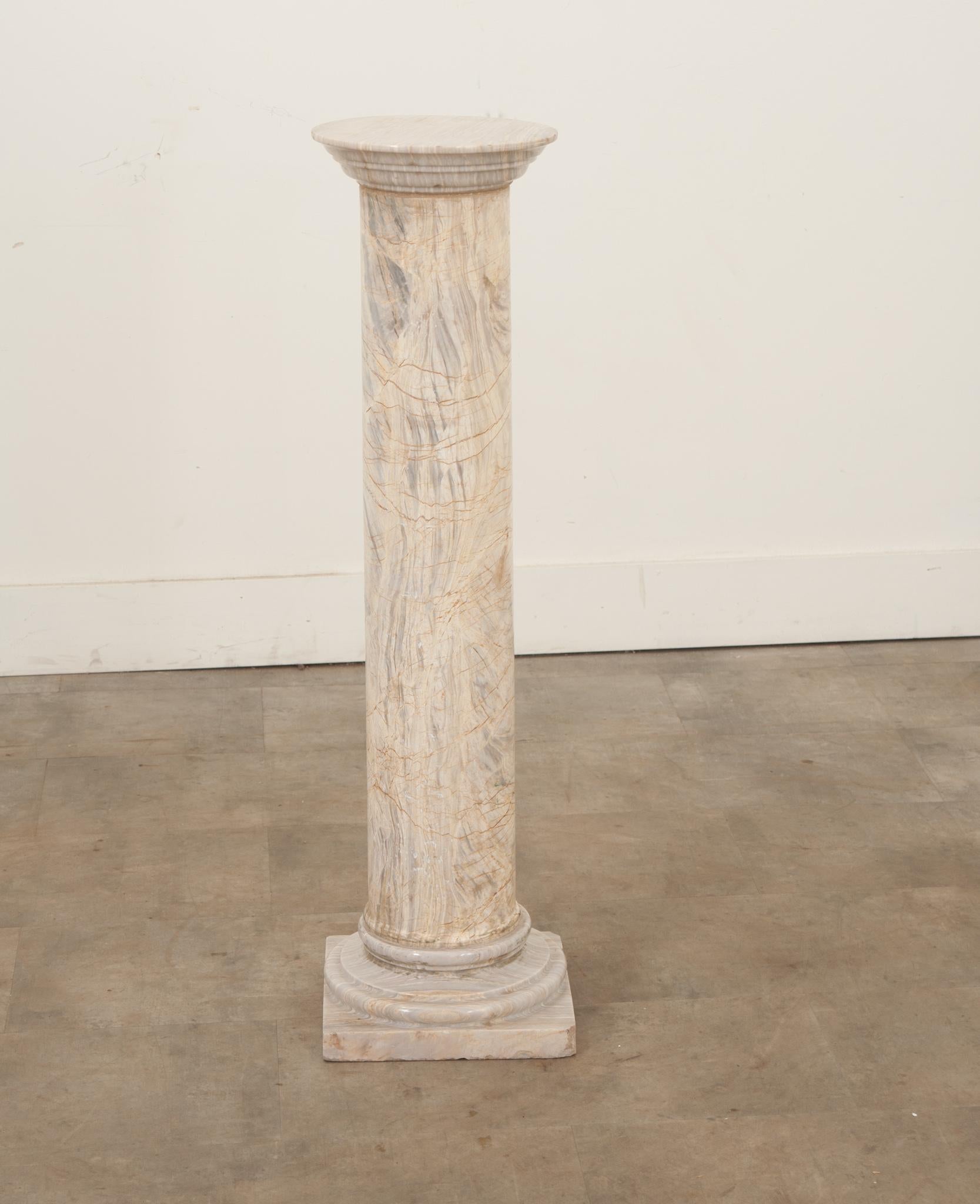 Turned French Solid White Marble Column