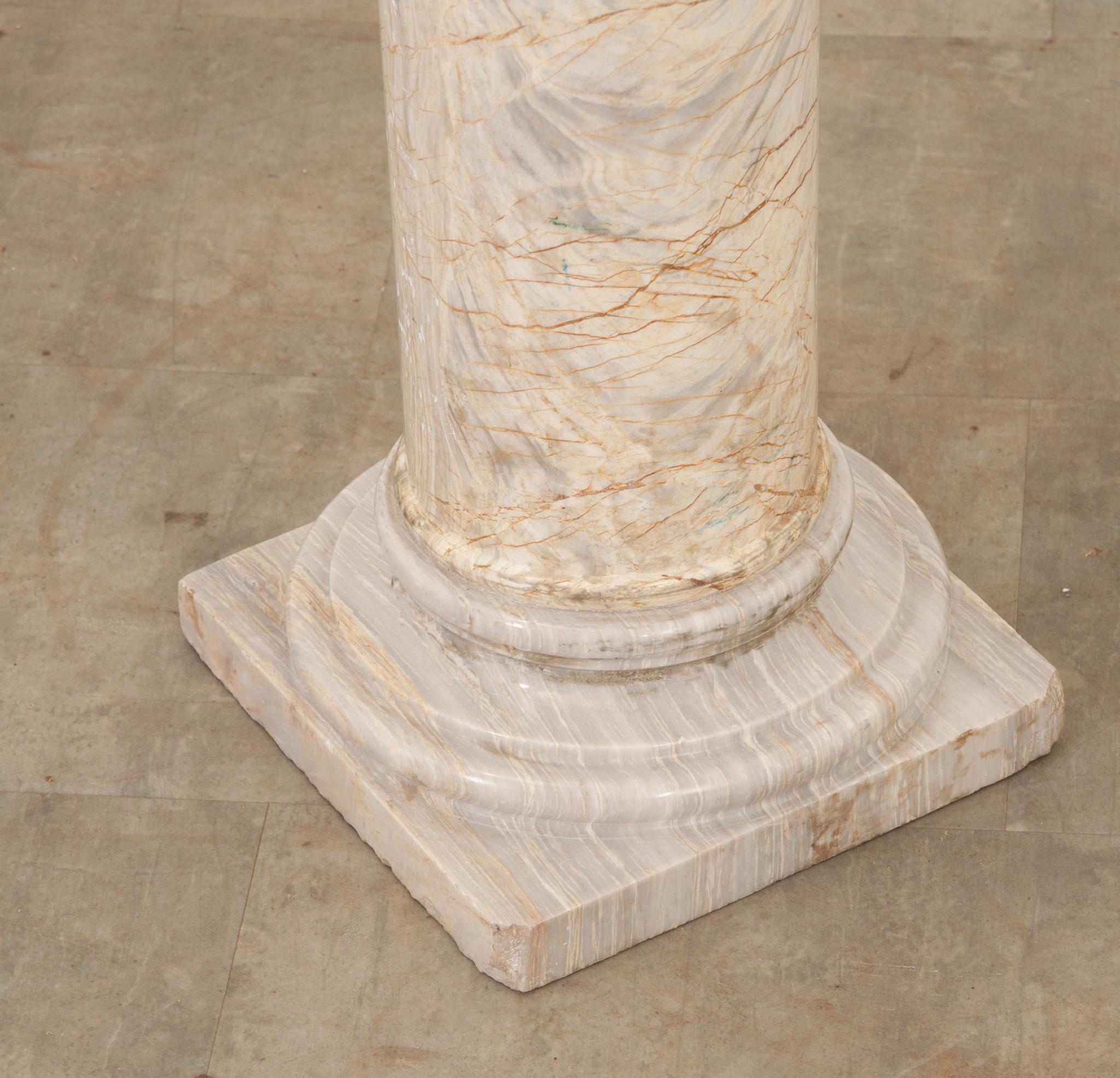 19th Century French Solid White Marble Column