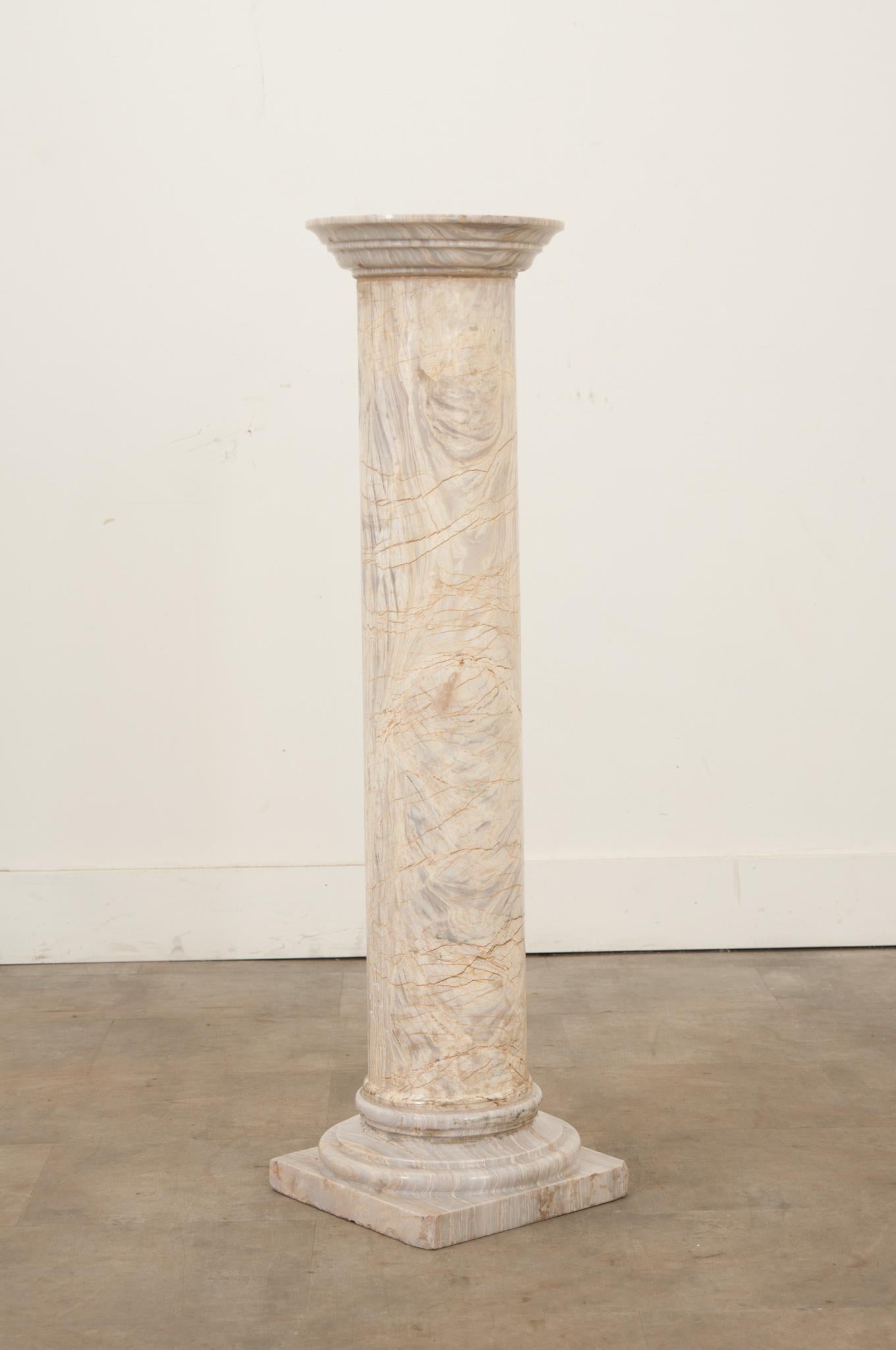 French Solid White Marble Column 1