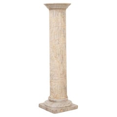 Antique French Solid White Marble Column