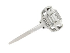 French Solitaire Diamond Engagement Ring with Diamond Set Shoulders