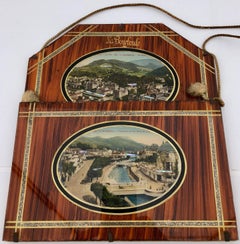 French Souvenir Wall Hanging Letter Holders, Early 1900s Set of Two