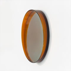 French Space Age Amber Wall Mirror Sculptural Plastic 1970s