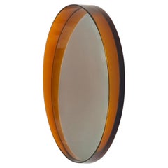French Space Age Amber Wall Mirror Sculptural Plastic 1970s