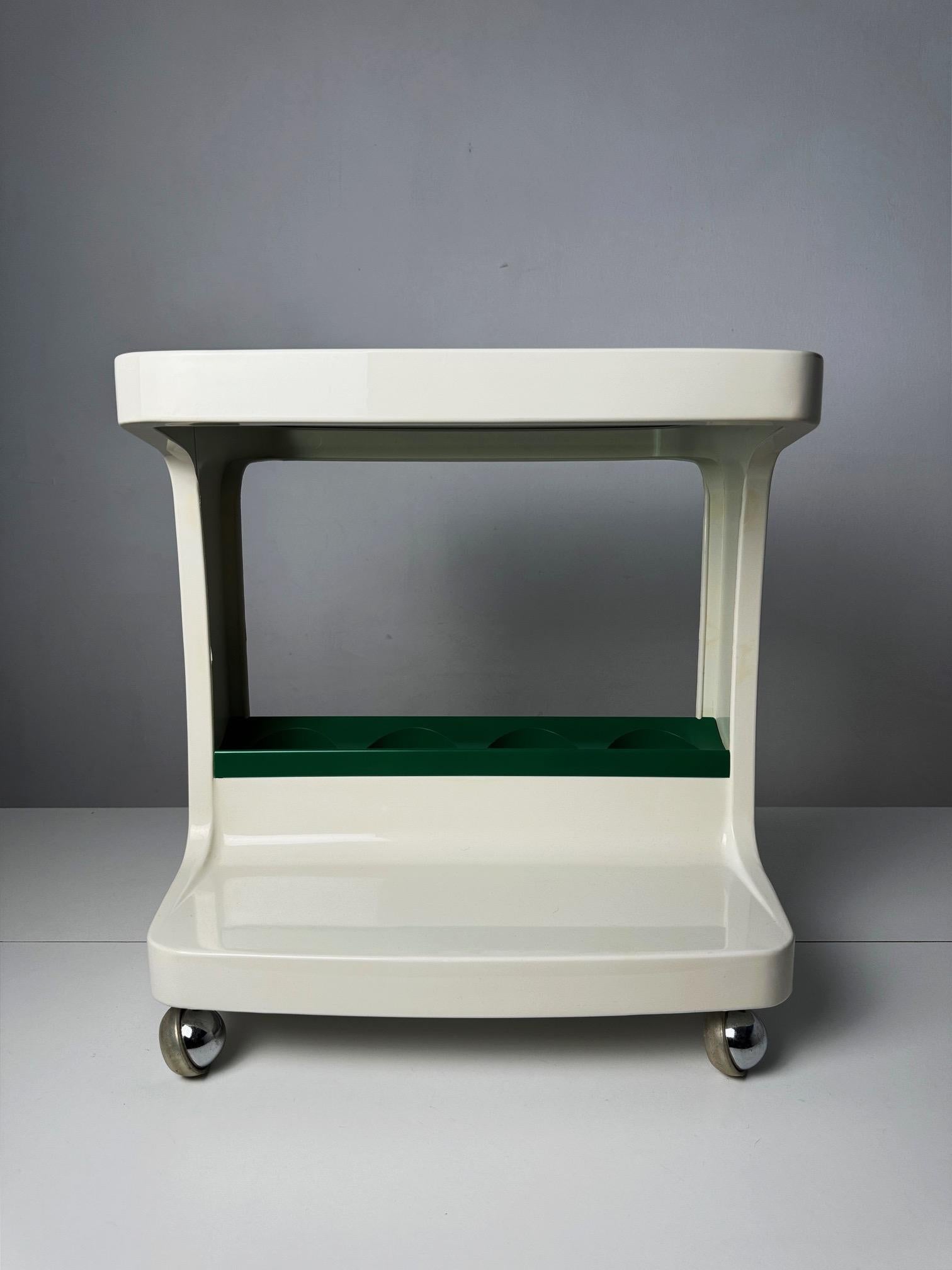 Late 20th Century French Space Age Bar Cart with Bottle Holder by Marc Held for Prisunic, 1970s