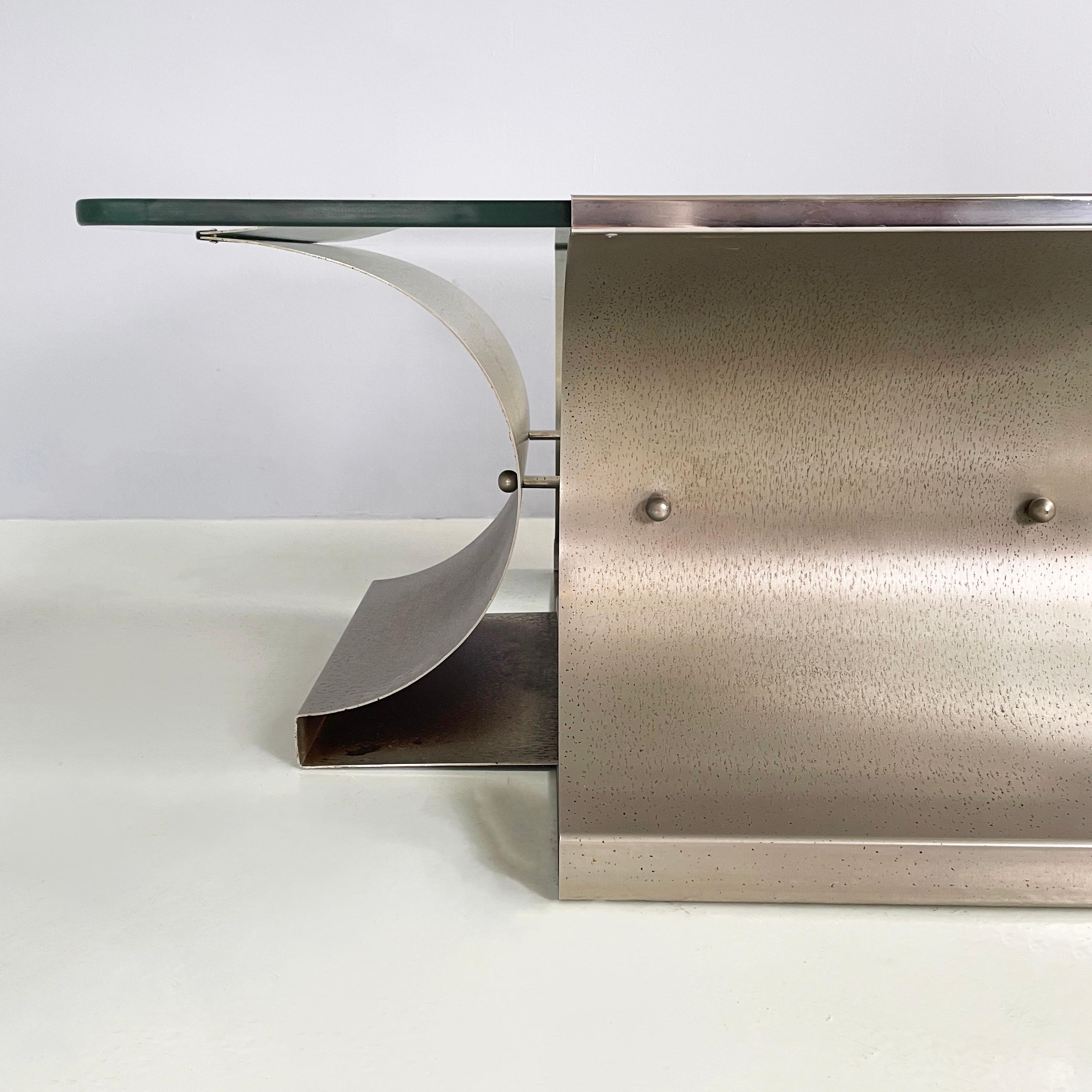 Steel French space age Coffee table by Francois Monnet for  Kappa, 1970s For Sale