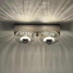 French Space Age Double Wall Lamp by Oxar in Chrome Metal, 1970s