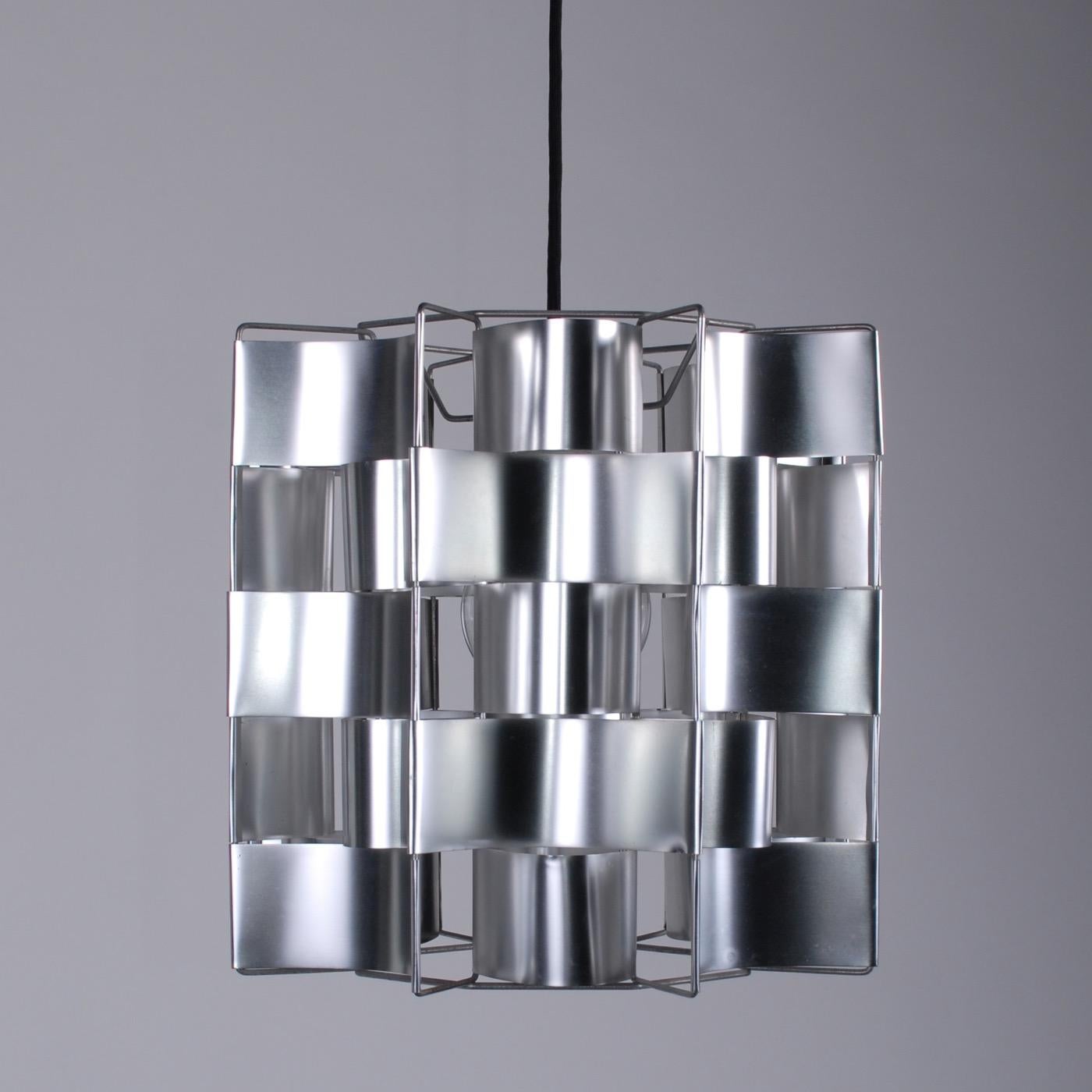 French Space Age Max Sauze Aluminium Silver Ceiling Lamp, 1970s Early Production 2