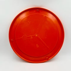 Espejo de pared redondo de plástico naranja de la era espacial francesa, años 70