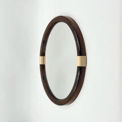 French Space Age Round Wall Mirror in Brown Lucite, 1970s