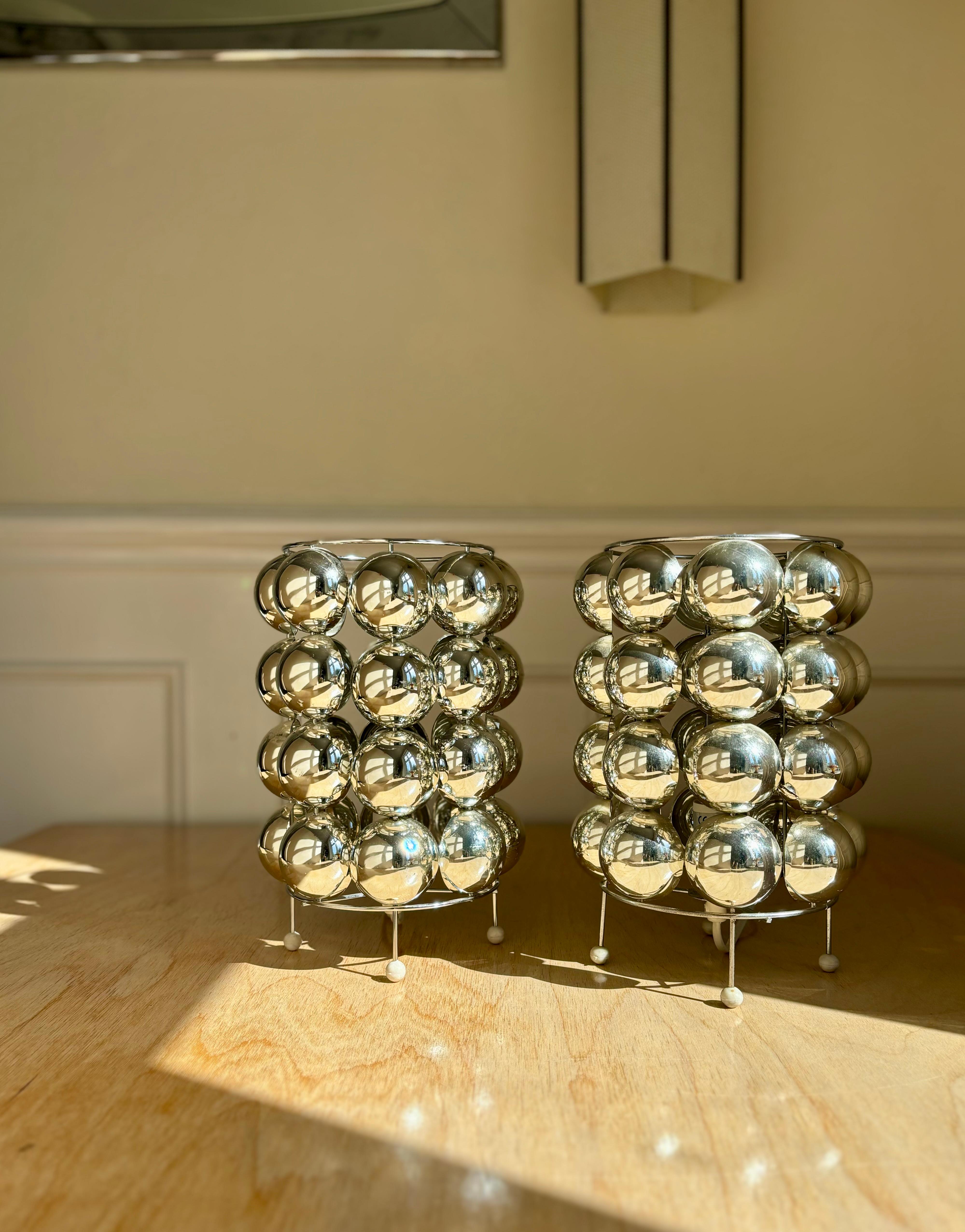 French Space Age Silver-Colored Bubble Table Lamps, 1980s 4