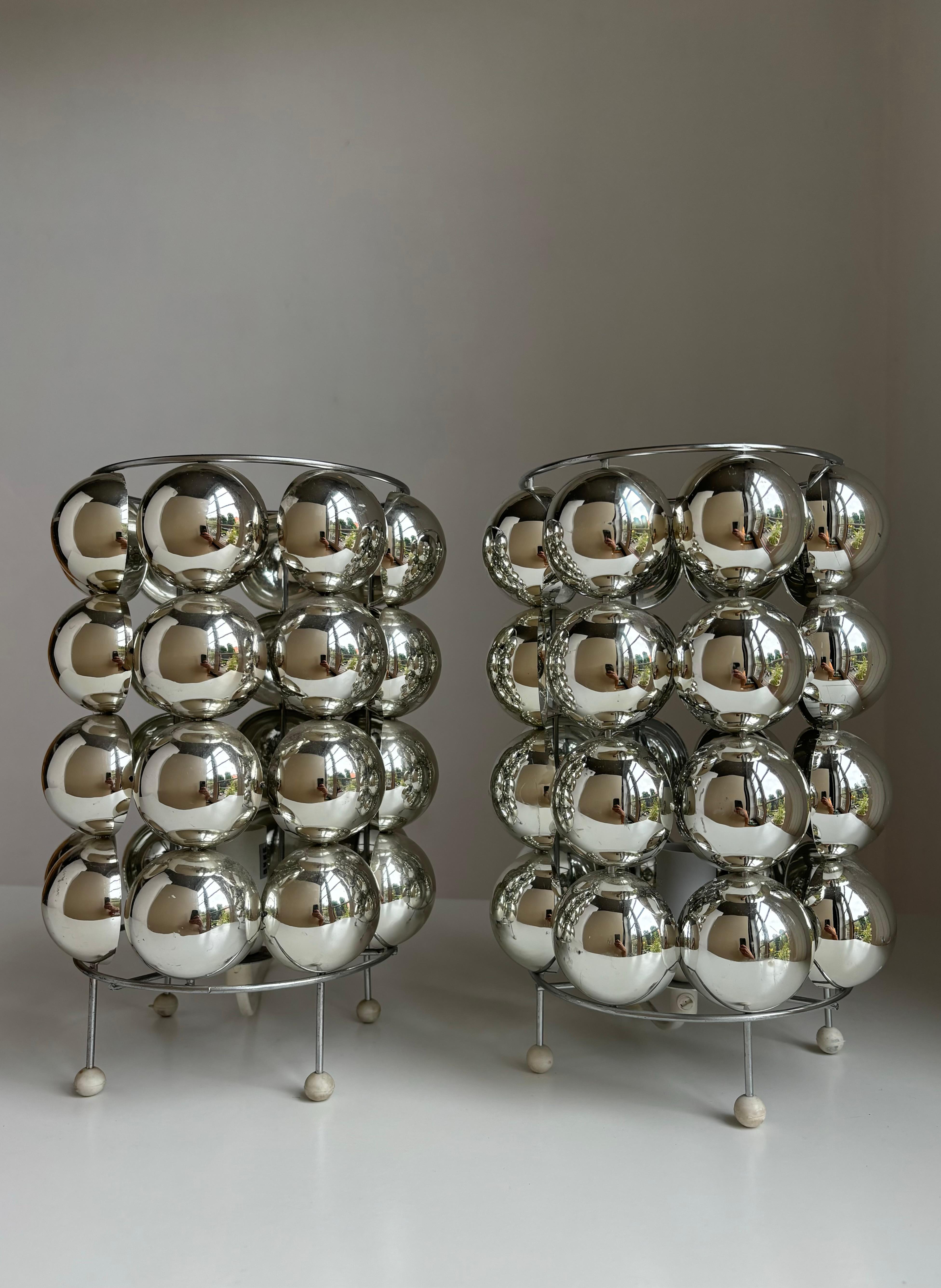 French Space Age Silver-Colored Bubble Table Lamps, 1980s 6