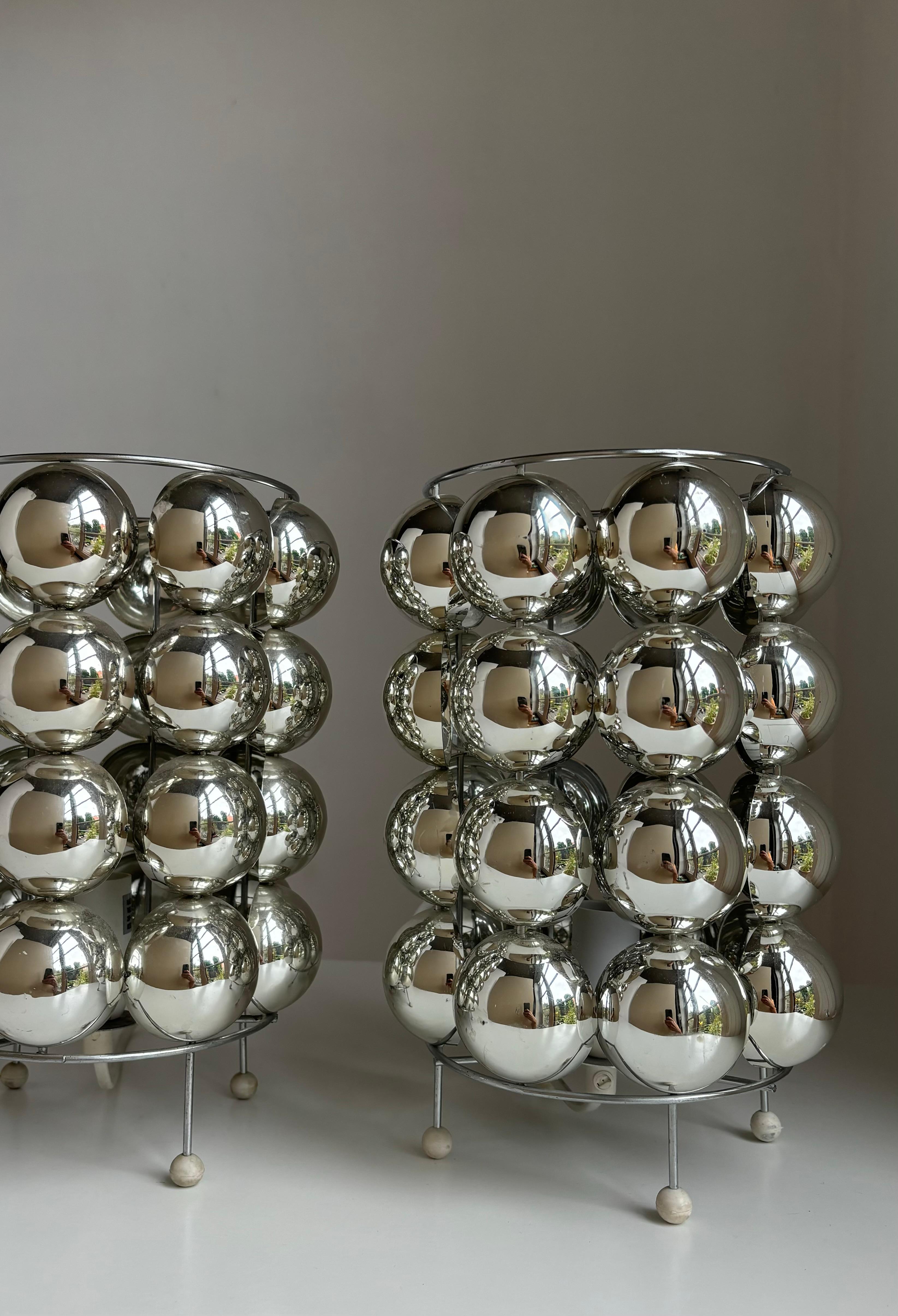 French Space Age Silver-Colored Bubble Table Lamps, 1980s 7