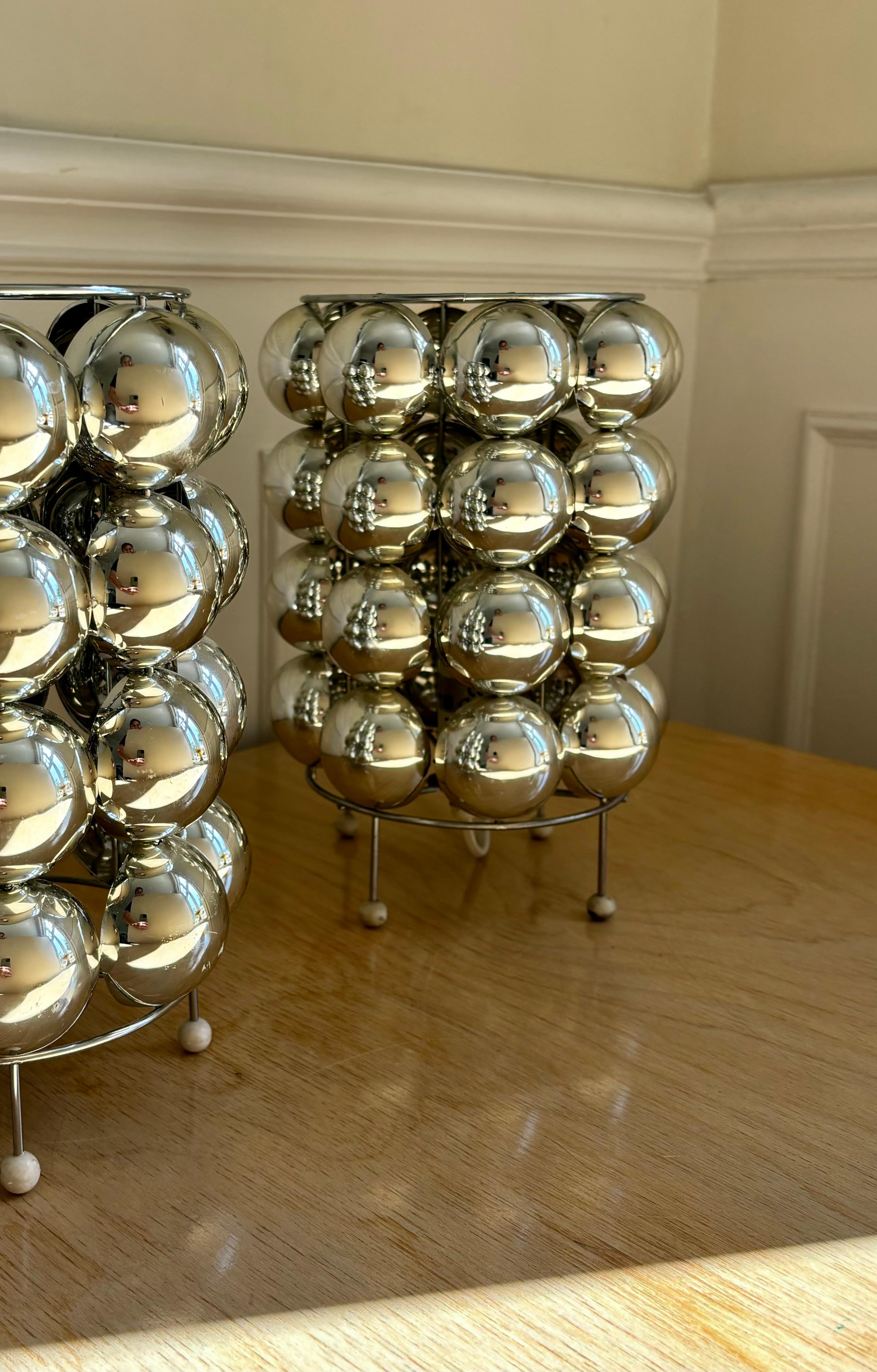 French Space Age Silver-Colored Bubble Table Lamps, 1980s 3