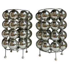 French Space Age Silver-Colored Bubble Table Lamps, 1980s