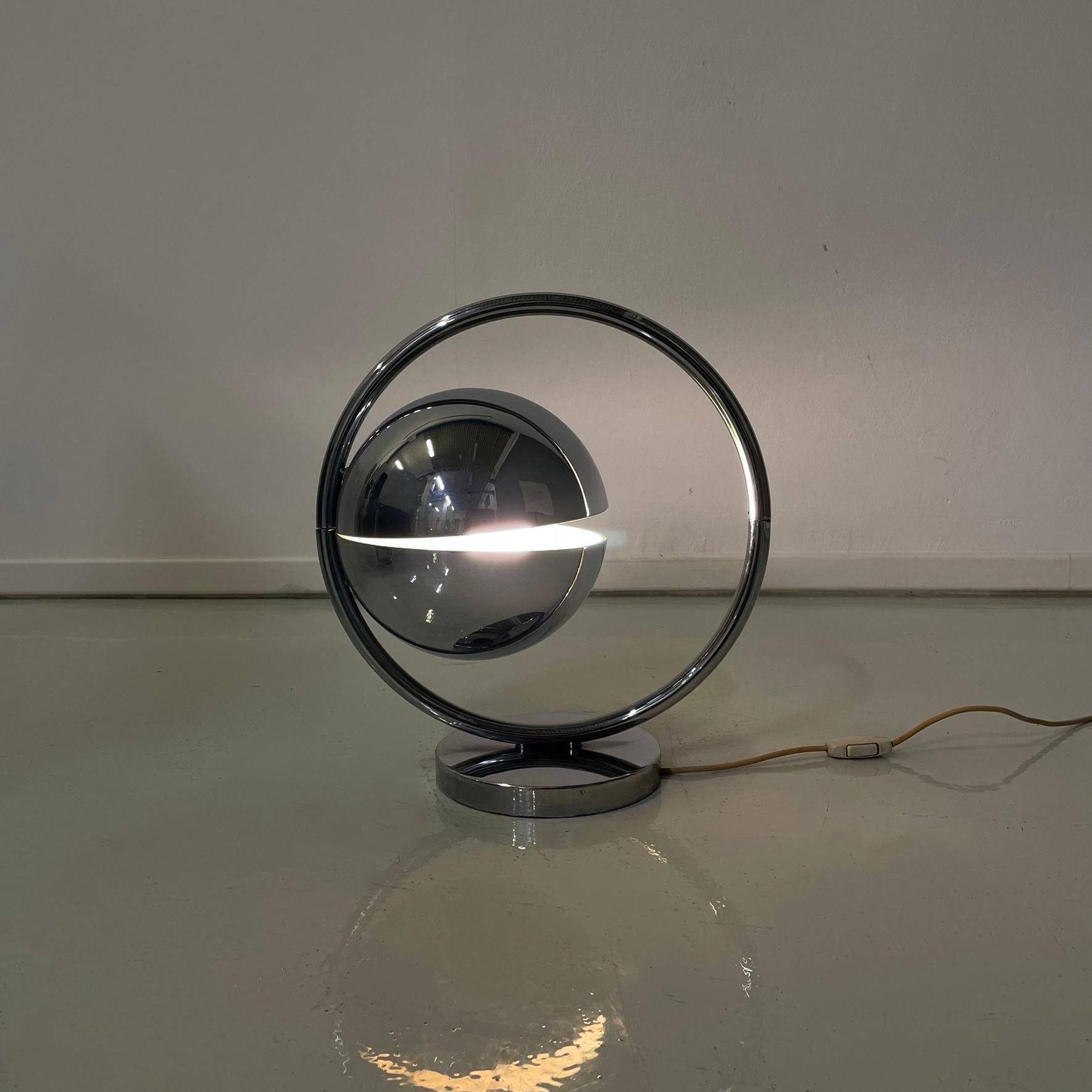 Metal French Space Age Table Lamp Astrolabe by Pierre Folie Maison Charpentier, 1970s
