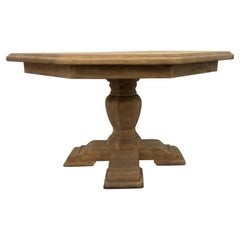 French Special Table Octogonal with a Pedestal Leg 20th Century and Bleached