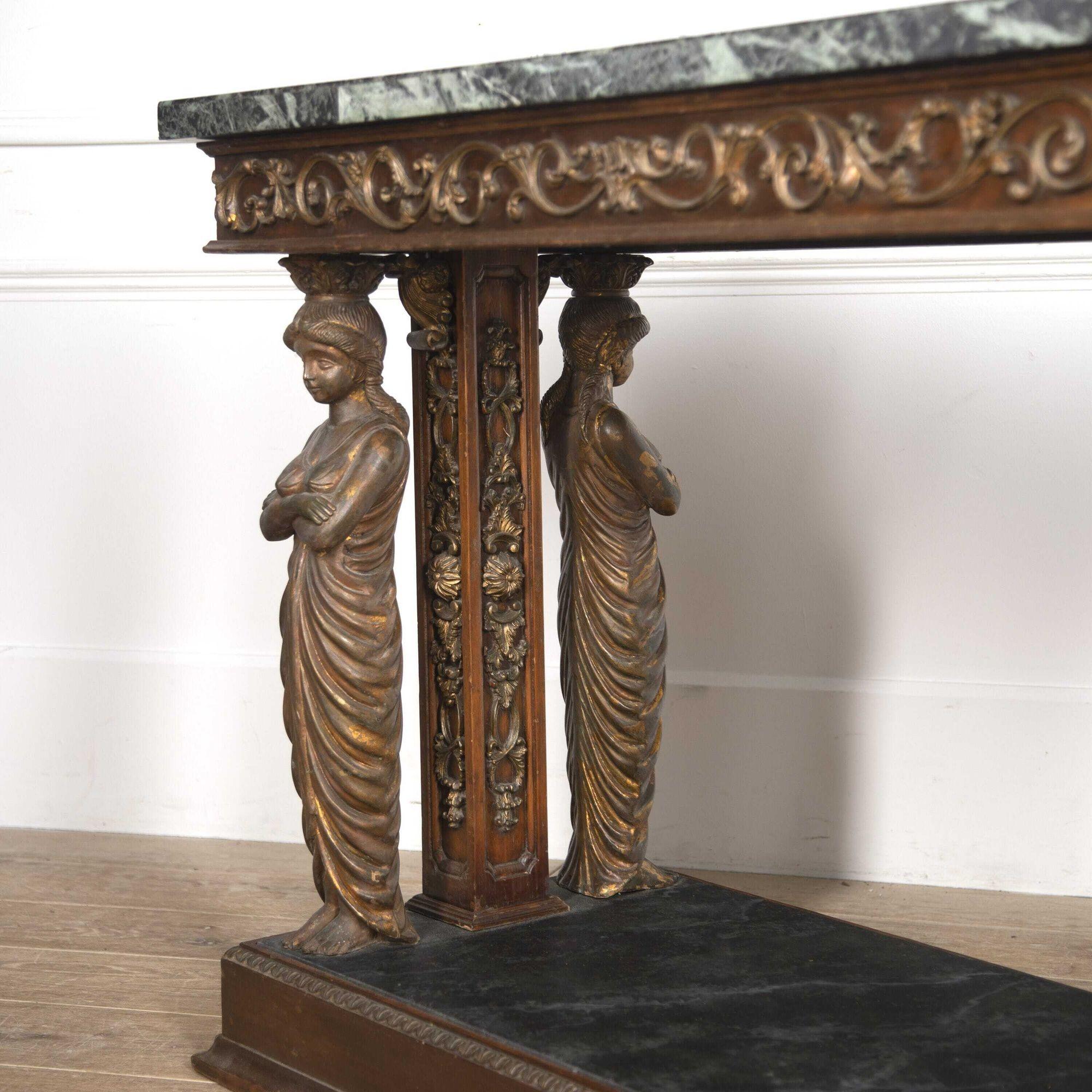 Empire French Specimen Marble Console Table For Sale