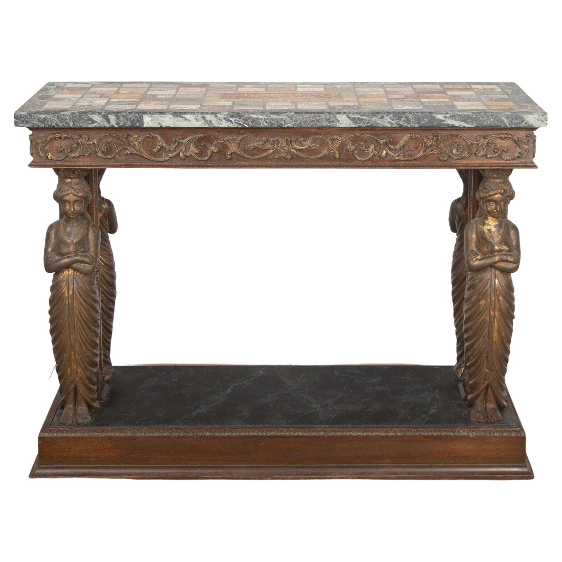 French Specimen Marble Console Table For Sale