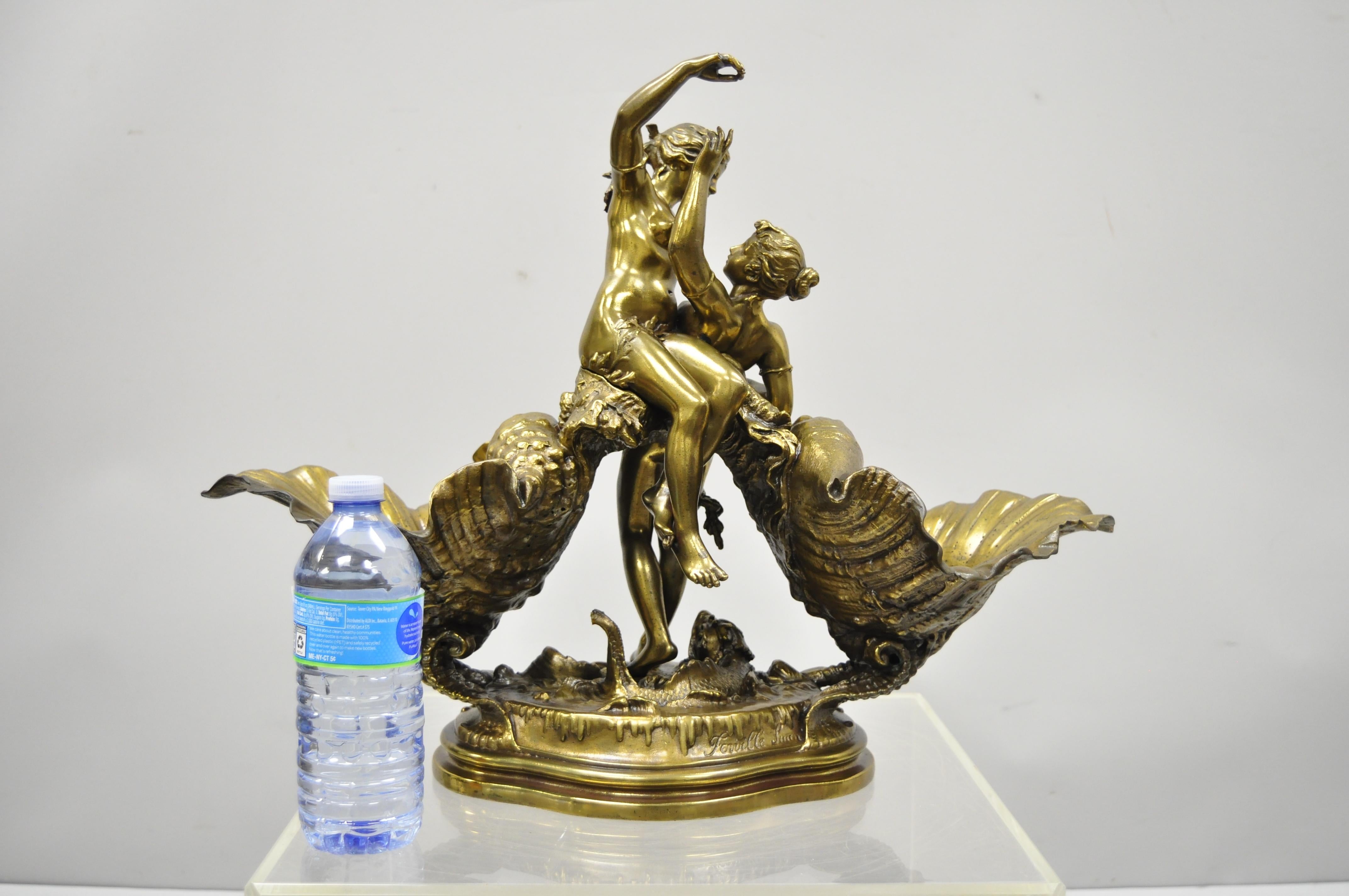 French Spelter Bronze Finish Centerpiece Sculpture Charles Georges Ferville Suan 4