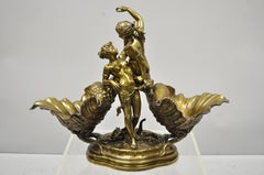 Charles Georges Ferville Suan, Tafelaufsatz-Skulptur aus Zinn mit Bronze-Finish, Frankreich
