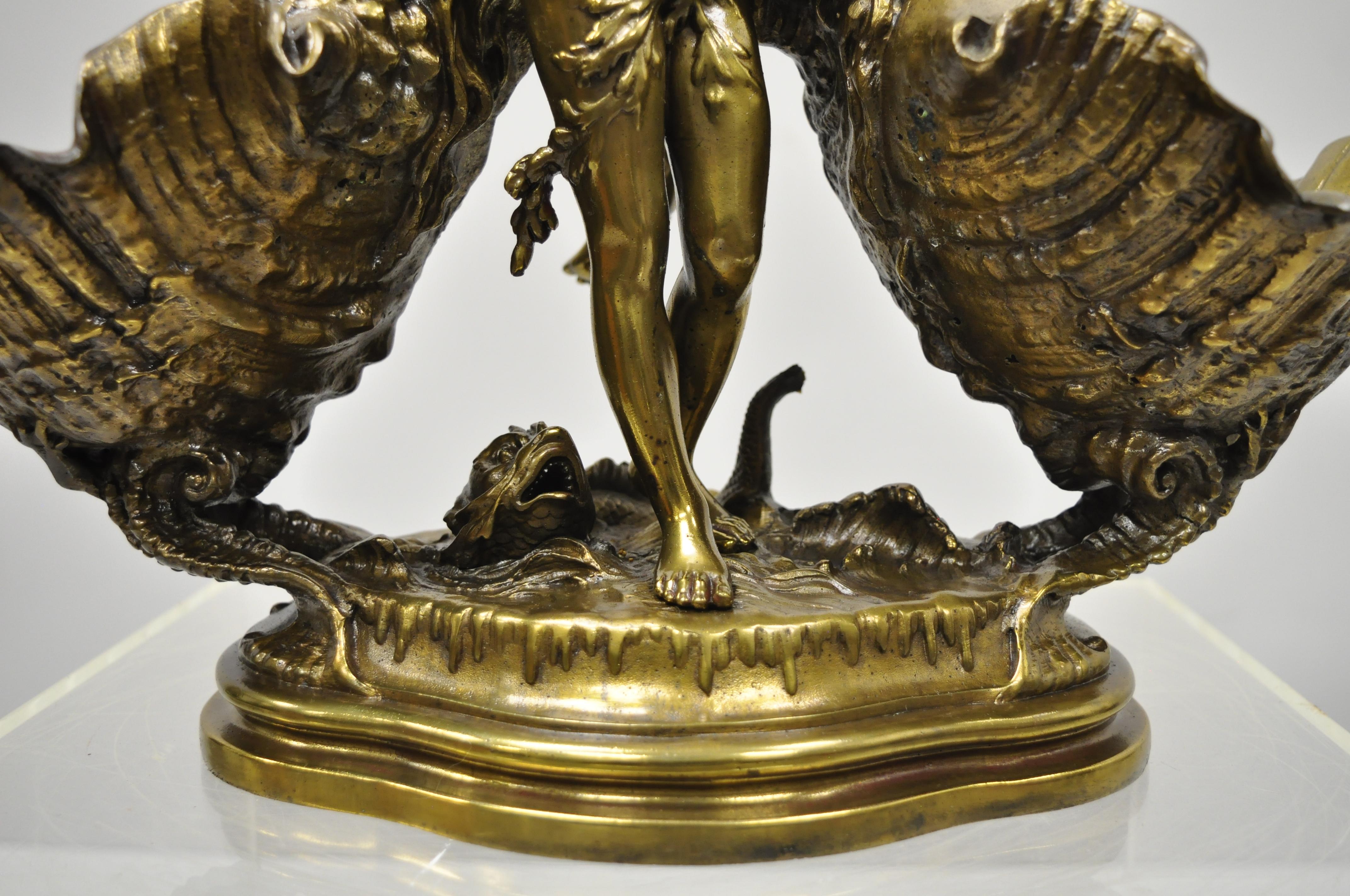French Spelter Bronze Finish Centerpiece Sculpture Charles Georges Ferville Suan In Good Condition In Philadelphia, PA