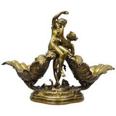 French Spelter Bronze Finish Centerpiece Sculpture Charles Georges Ferville Suan