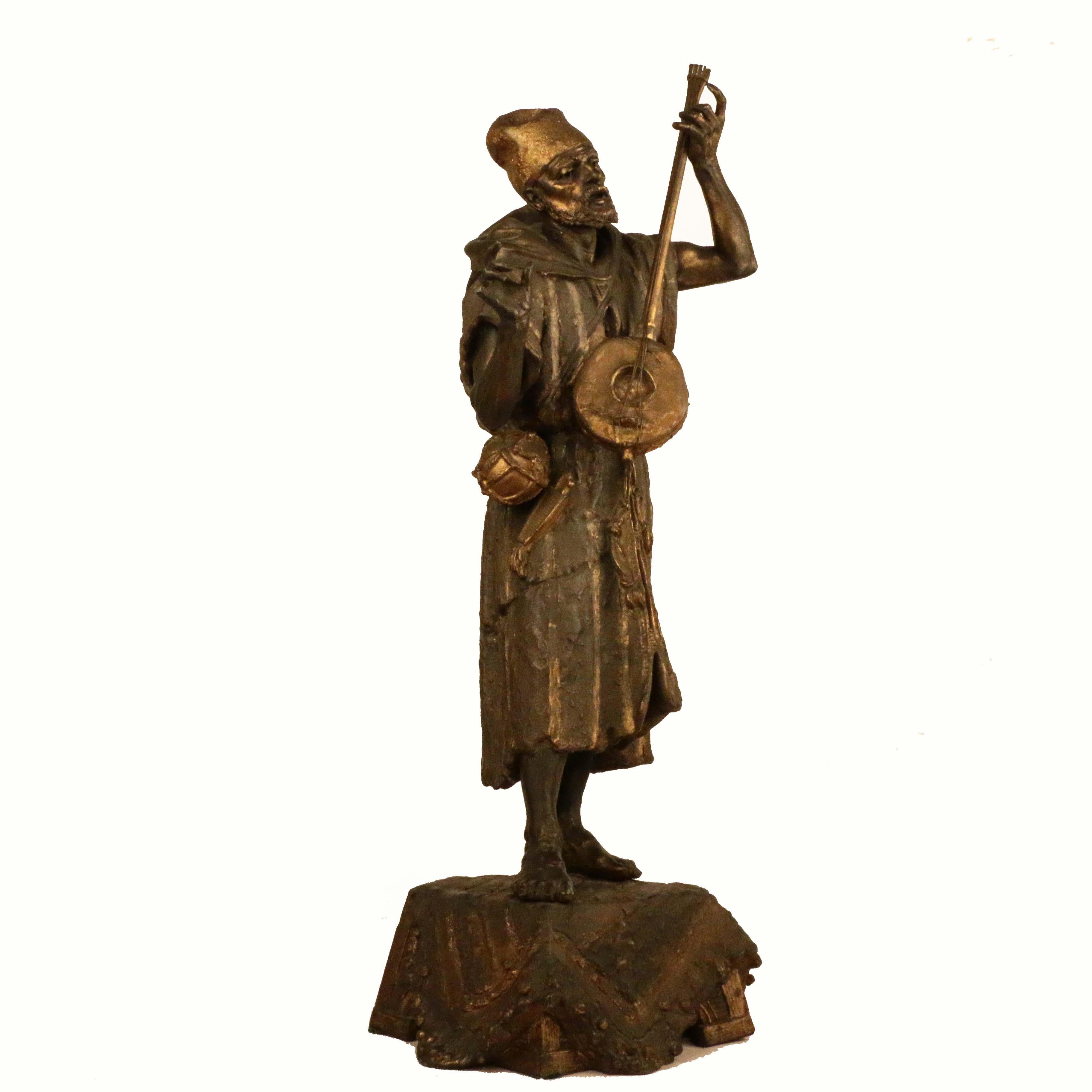 19th Century French Spelter Figure of an Arab Street Musician