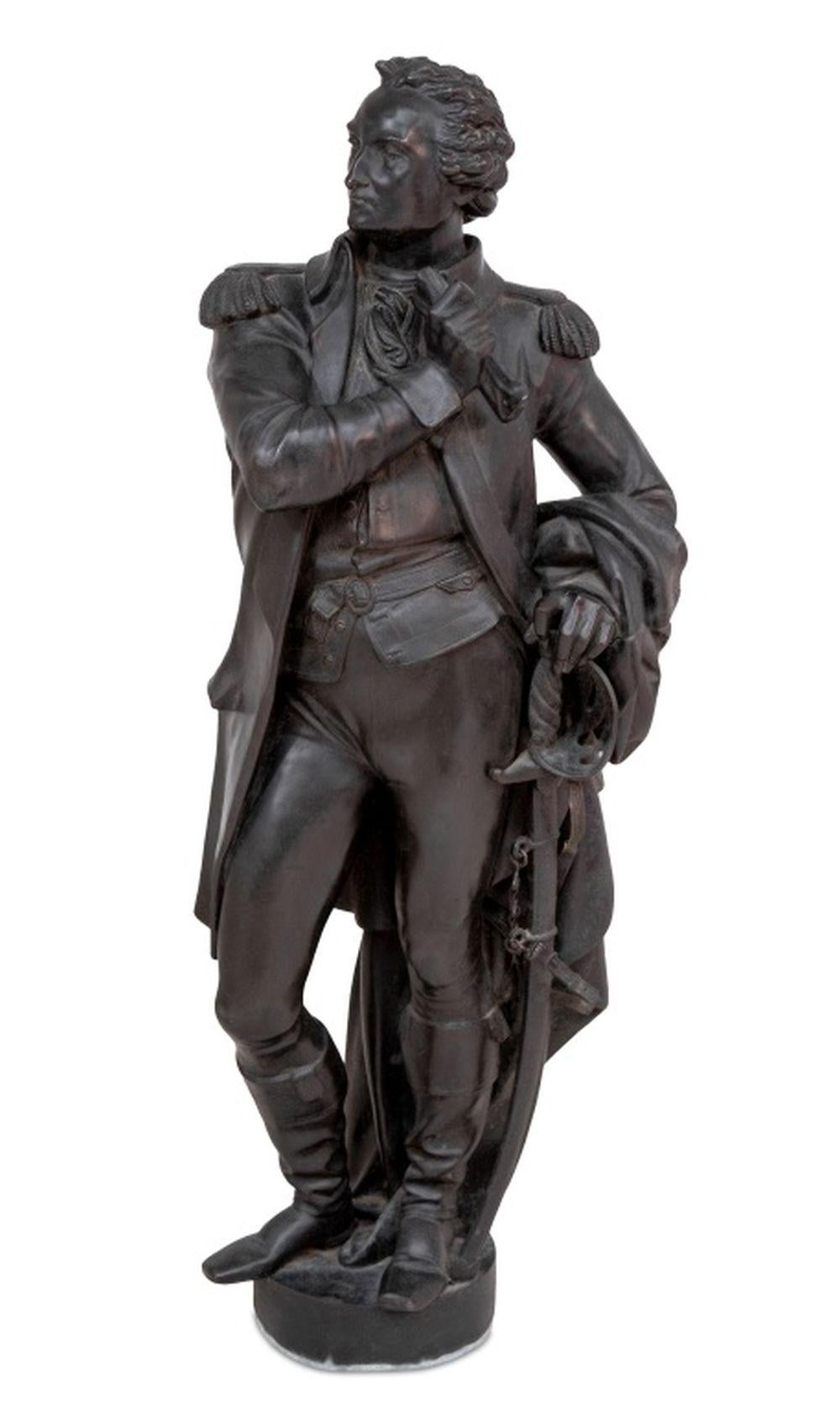Statue d'un général en terre cuite, fin du 19e siècle, représentant peut-être le marquis de Lafayette, 30