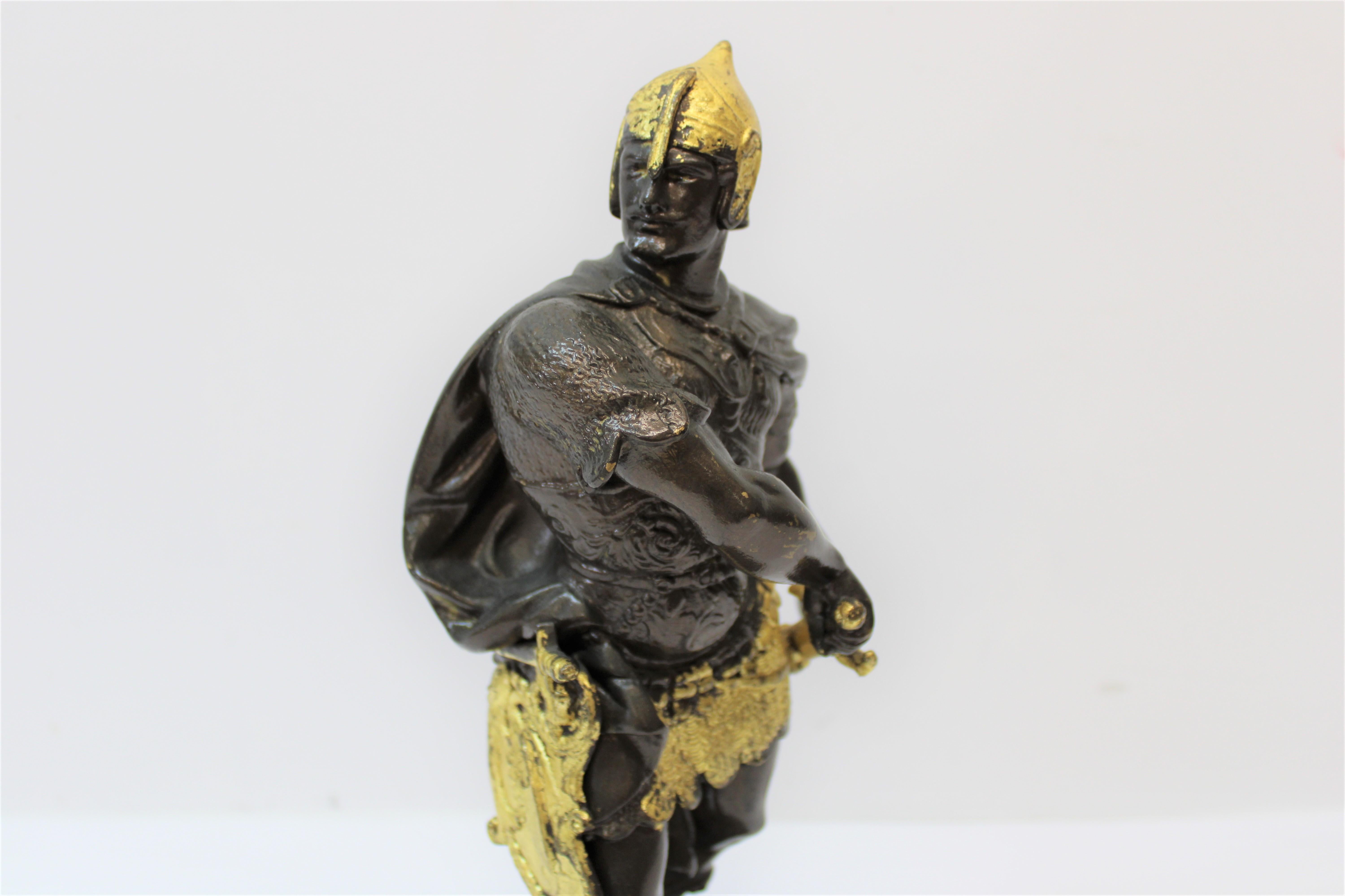 French Spelter Warrior Statues 'Bookends' In Good Condition For Sale In San Francisco, CA