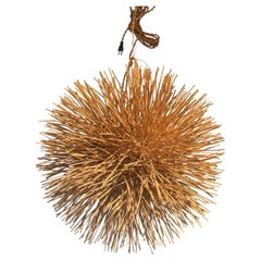 Lámpara Colgante de Ratán de Forma Esférica Francesa