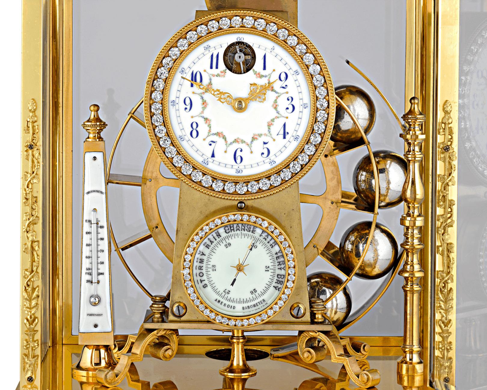 Gilt French Spherical Weight Mantel Clock