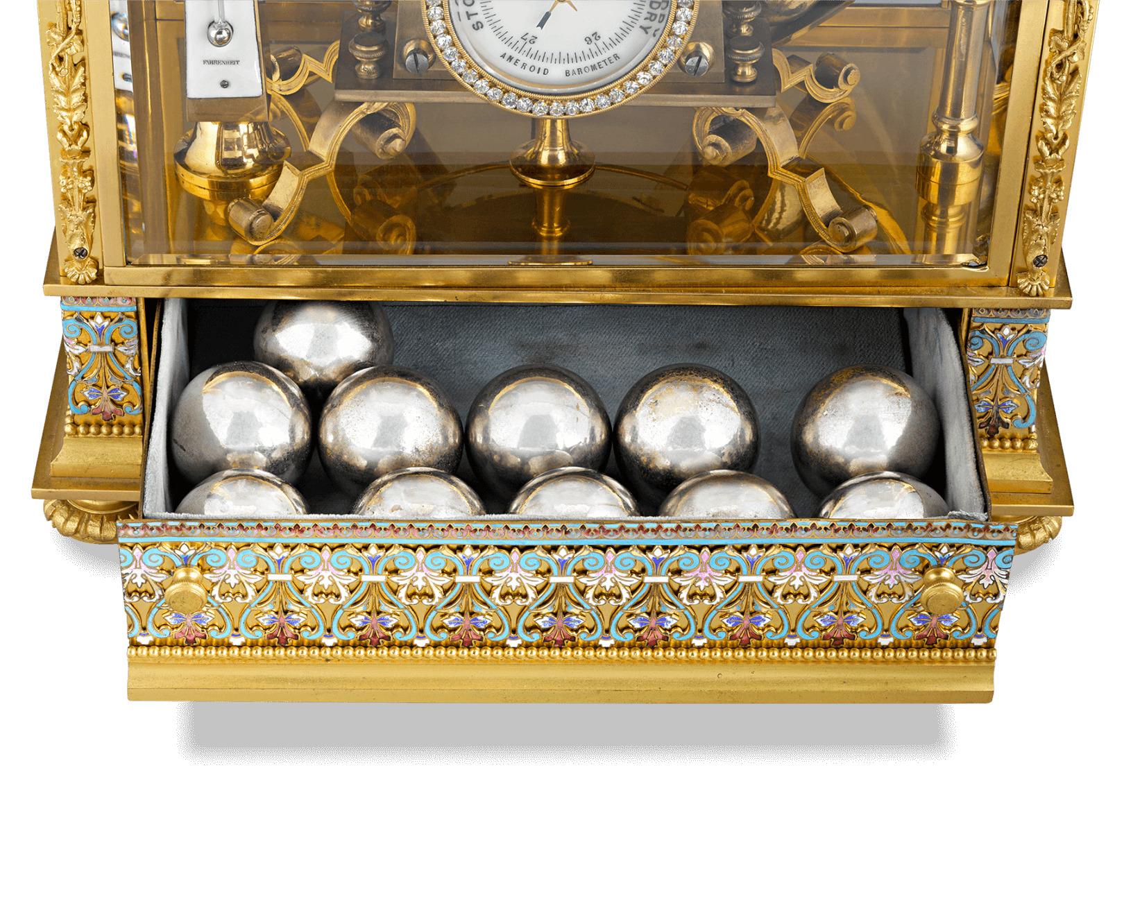 Brass French Spherical Weight Mantel Clock