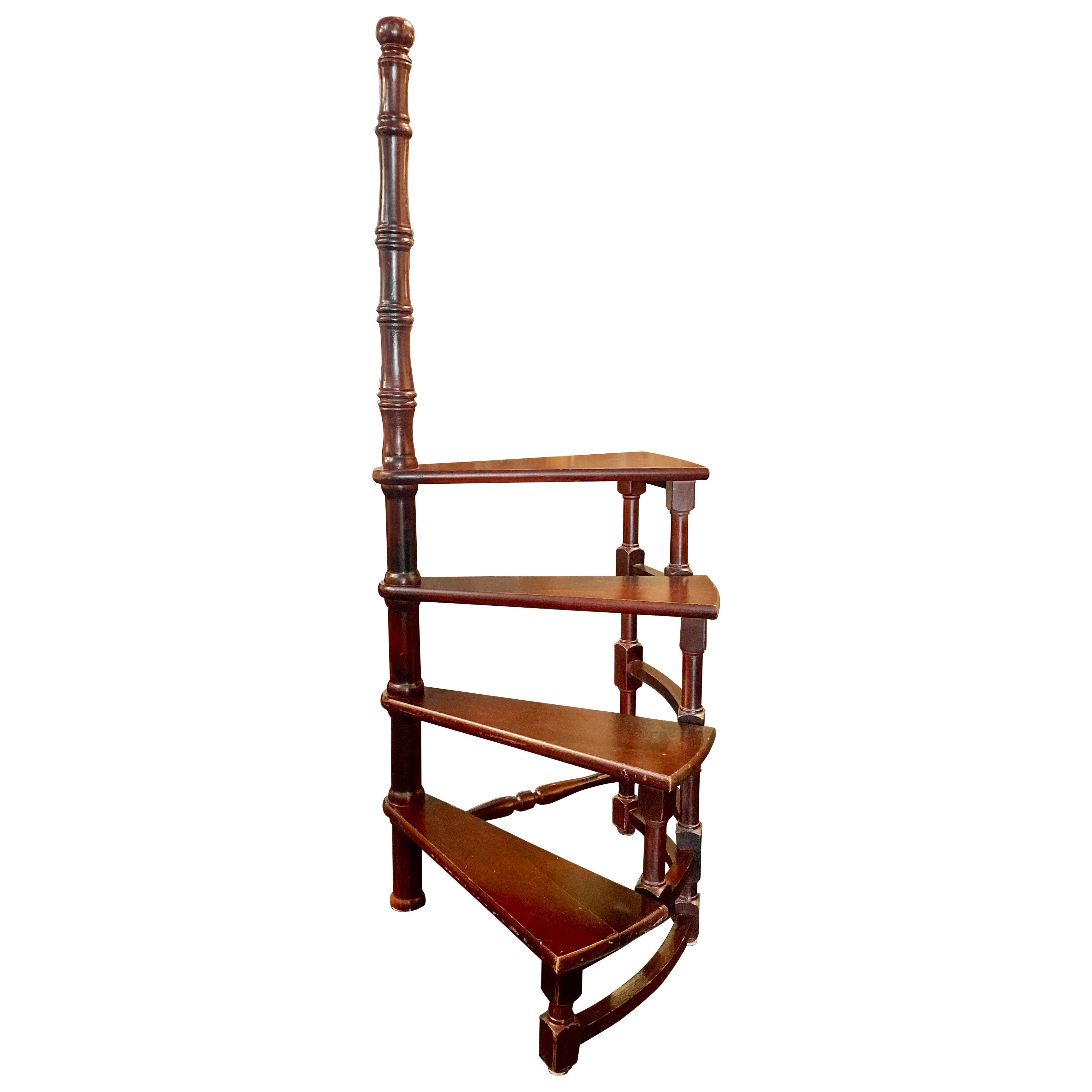 Escalier de bibliothèque français en colimaçon / escabeau, 4 marches